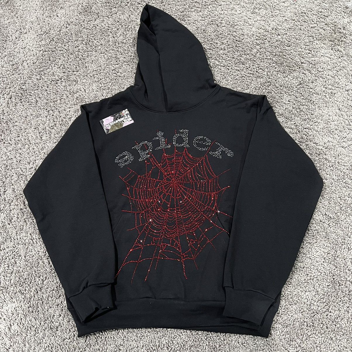 Young Thug Sp5der Og Rhinestone Logo Hoodie Size Small 