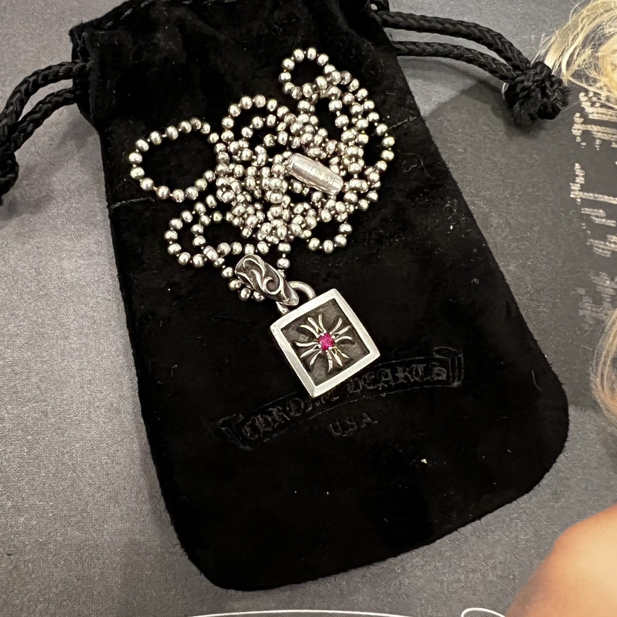 Chrome Hearts Chrome Hearts Ruby CH Plus Cross Frame Pendant | Grailed