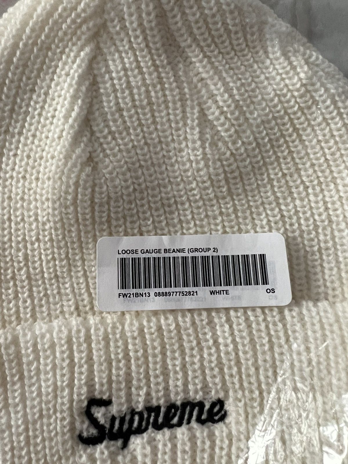 Supreme Supreme Loose Gauge Beanie White FW21 Size ONE SIZE - 4 Thumbnail
