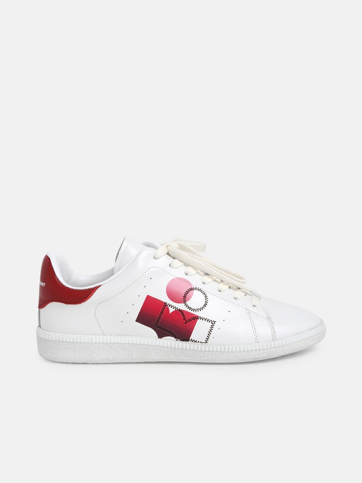 image of Isabel Marant White & Red Billyo Sneakers in Red White, Women's (Size 7)