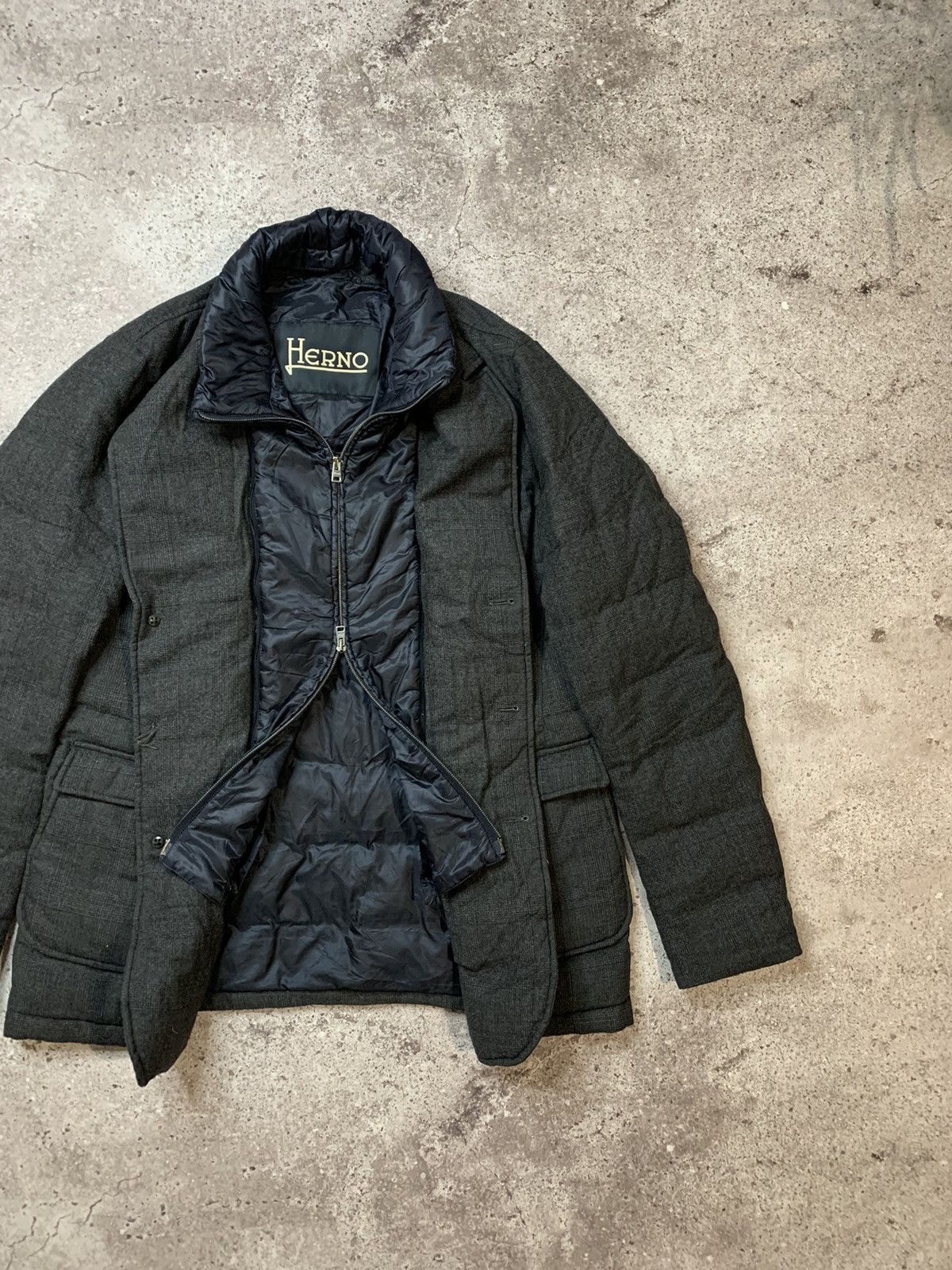 Herno Herno Tweed Puffer Jacket Padded Blazer Size US L / EU 52-54 / 3 - 9 Thumbnail