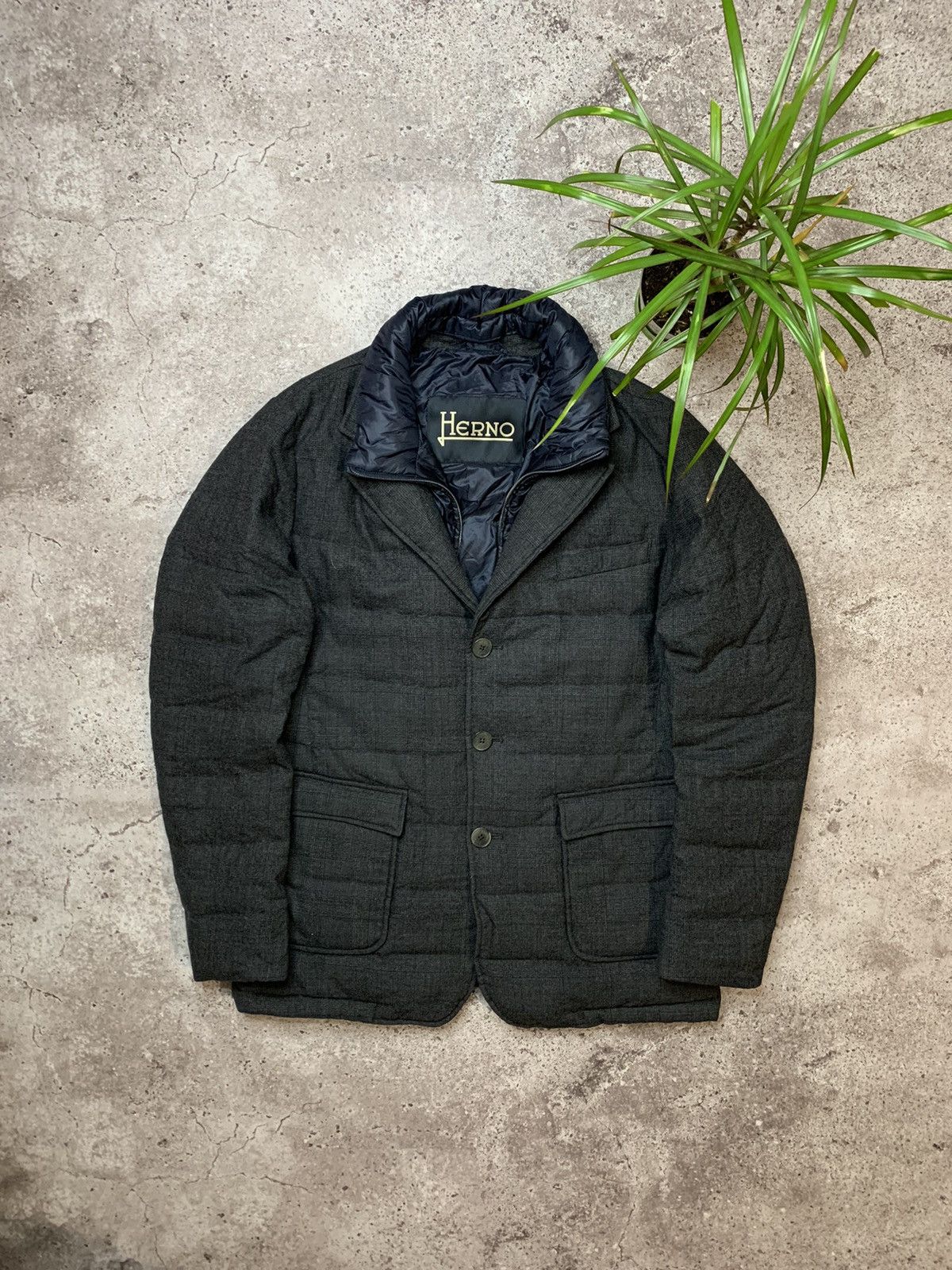 Herno Tweed Puffer Jacket Padded Blazer