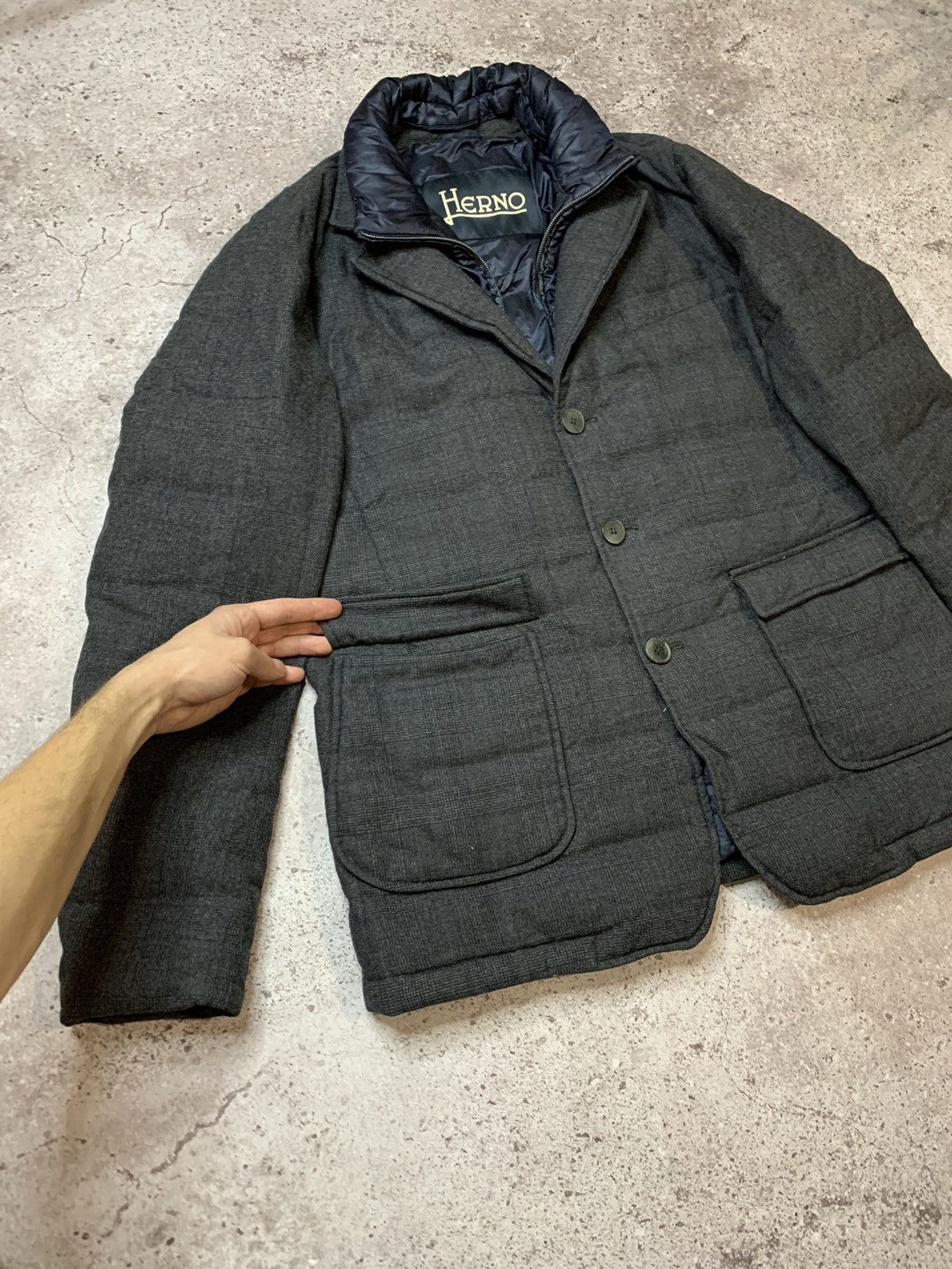 Herno Herno Tweed Puffer Jacket Padded Blazer Size US L / EU 52-54 / 3 - 7 Thumbnail