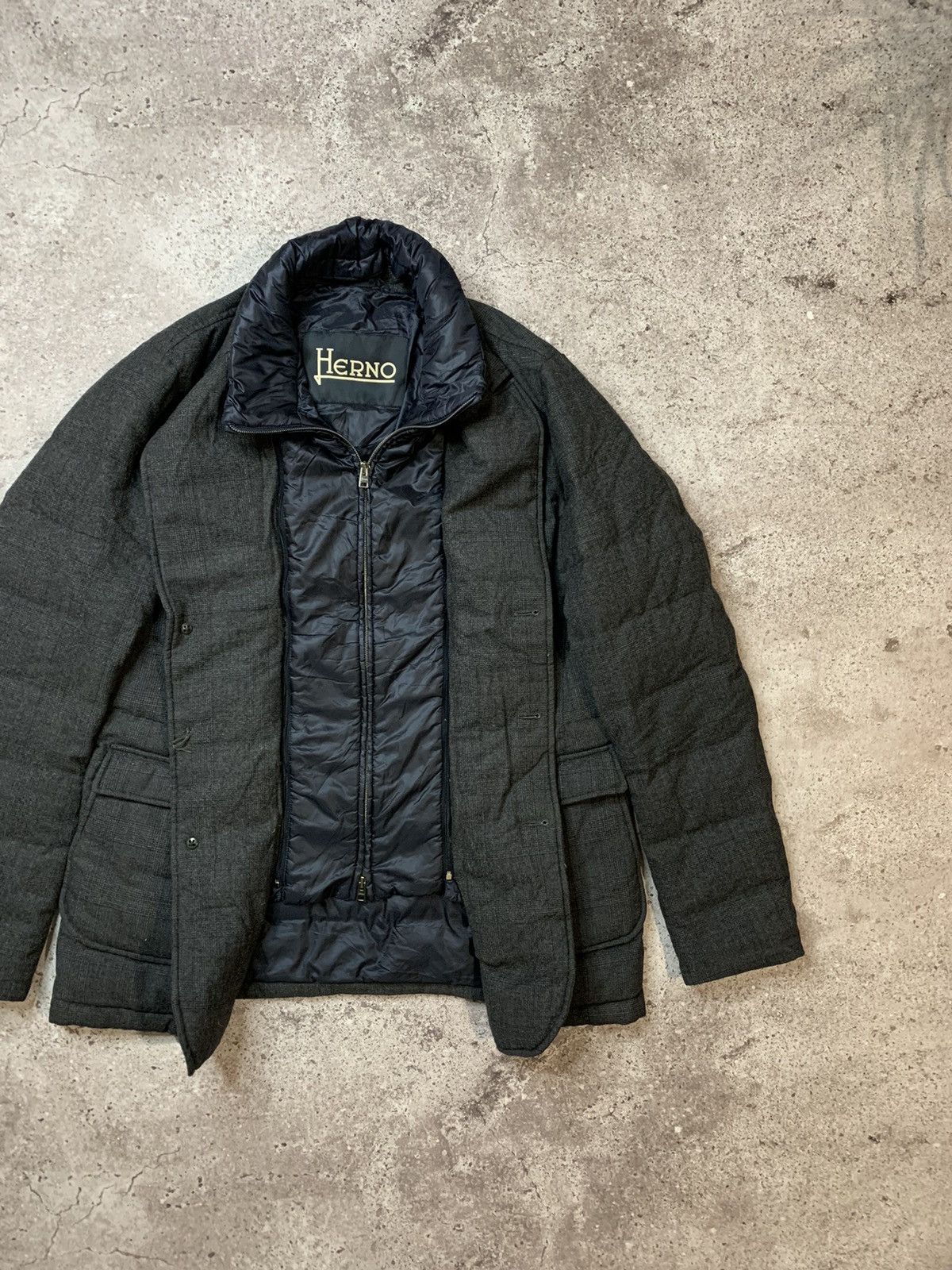 Herno Herno Tweed Puffer Jacket Padded Blazer Size US L / EU 52-54 / 3 - 8 Thumbnail