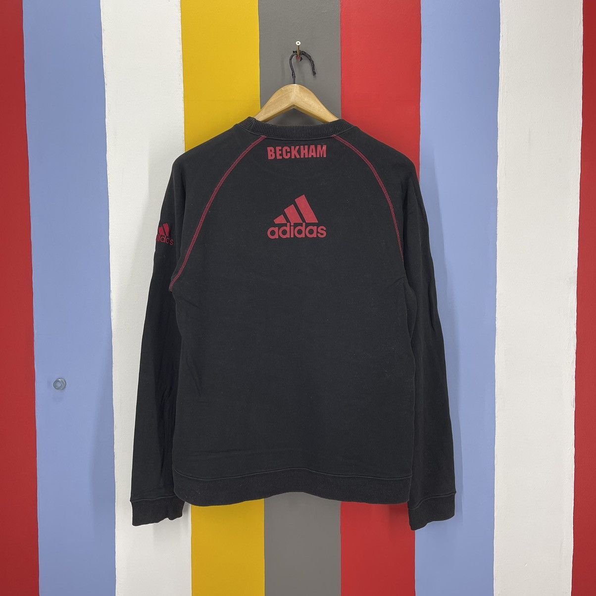 image of Y2K Adidas David Beckham Crew Neck Sweatshirt 067-104 in Black, Men's (Size Small)