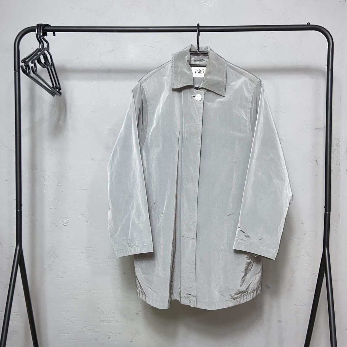 Vintage 1990s ARCHIVE VIVARIS REFLECTIVE NYLON TRENCH COAT - № 2063 Size US L / EU 52-54 / 3 - 2 Thumbnail