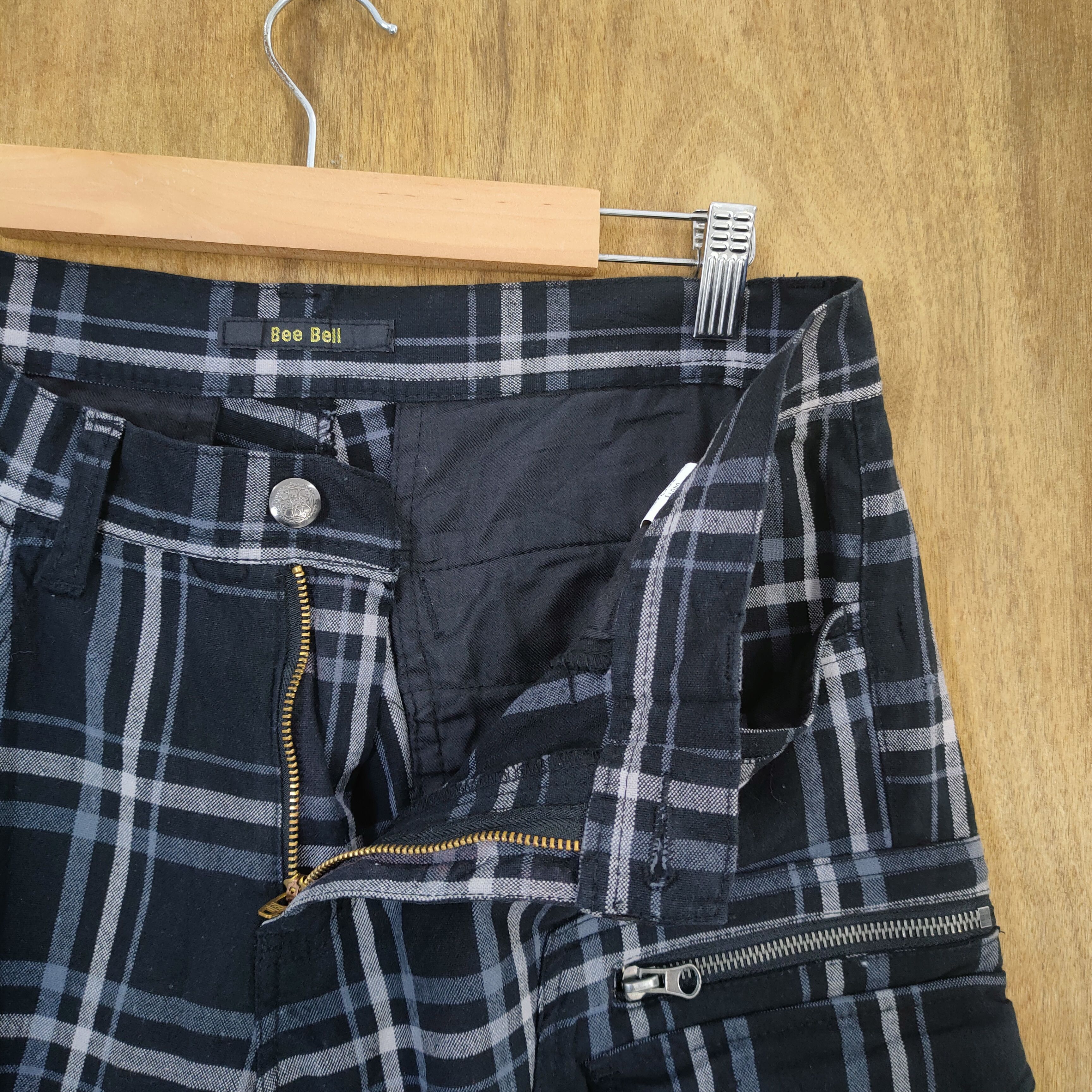Japanese Brand #R2 BEE BELL BLACK WHITE CHECKERED CARGO PANTS Size US 33 - 11 Thumbnail