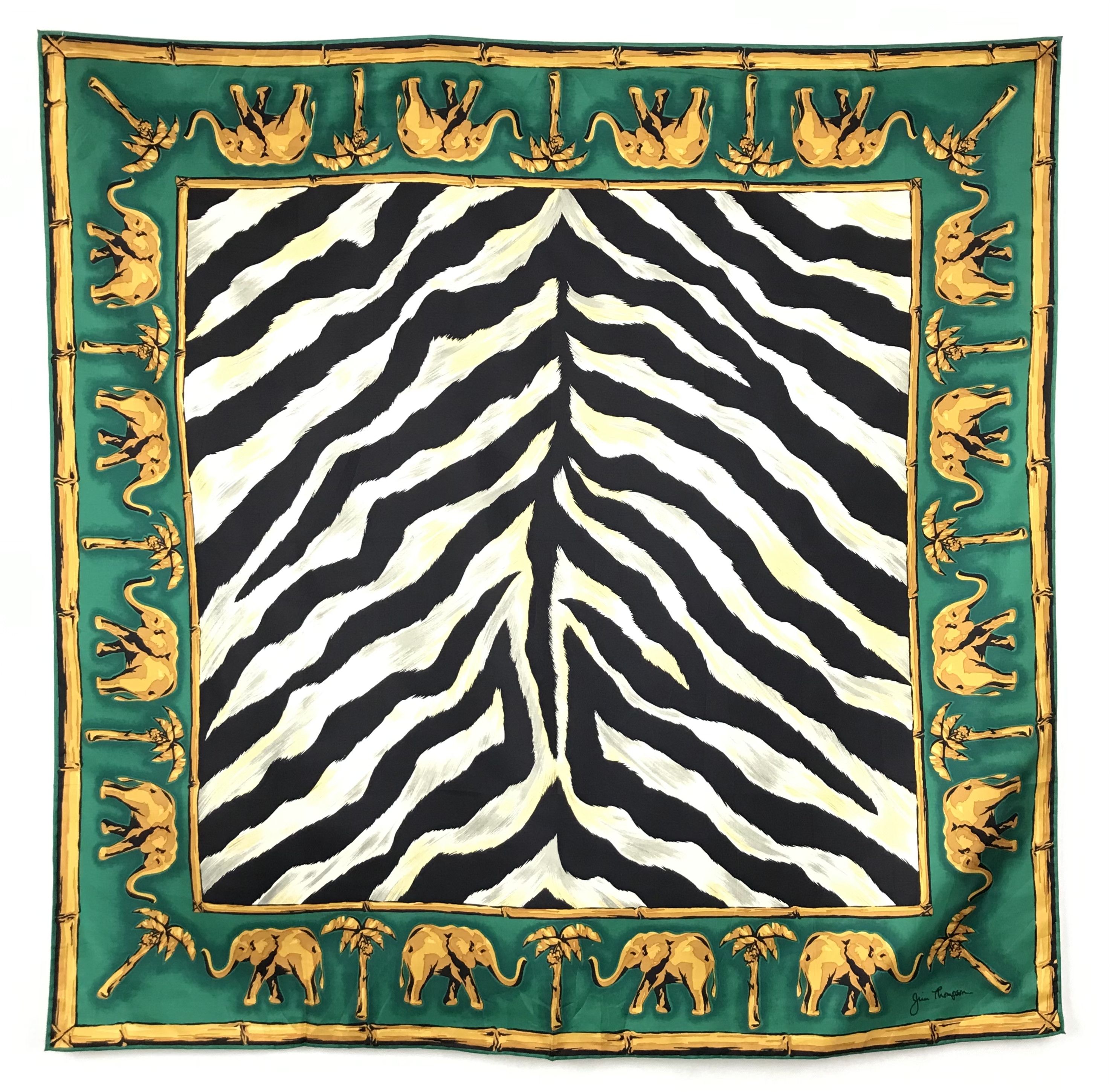 Vintage Jim Thompson Elephants Silk Scarf