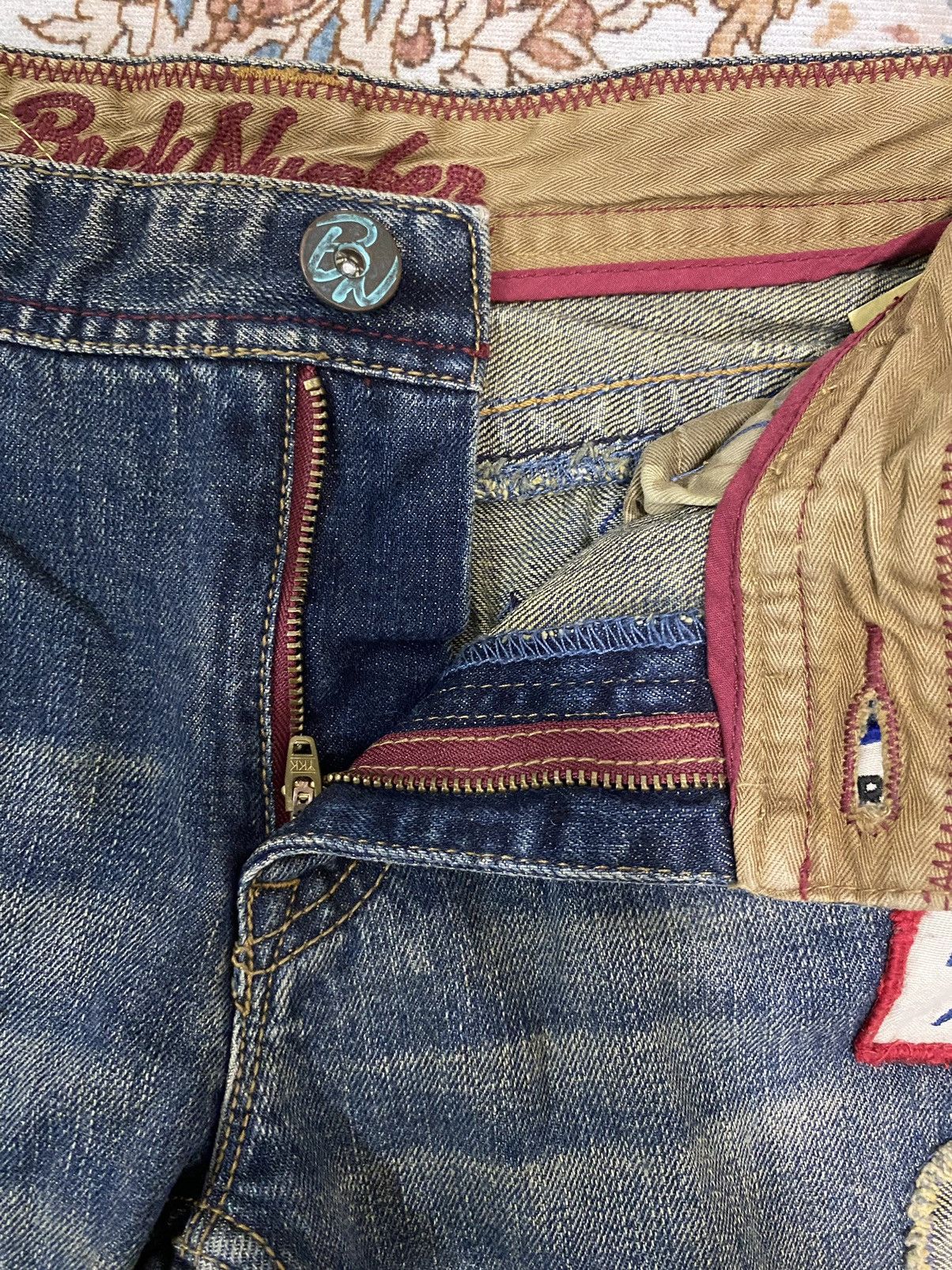 Japanese Brand Vintage Boro Sashiko Back Number Bootcut Jeans Size US 31 - 14 Thumbnail