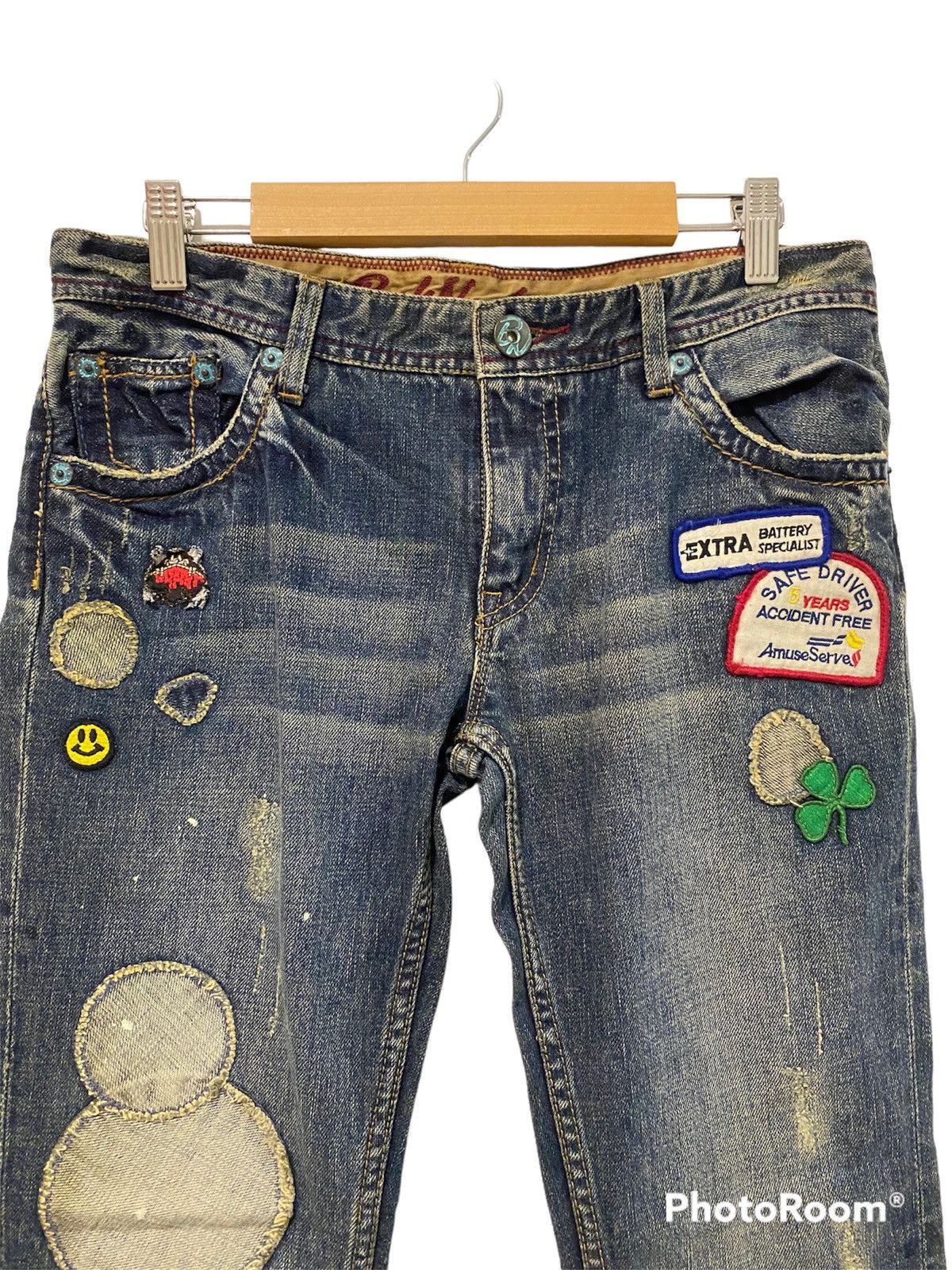 Japanese Brand Vintage Boro Sashiko Back Number Bootcut Jeans Size US 31 - 9 Thumbnail