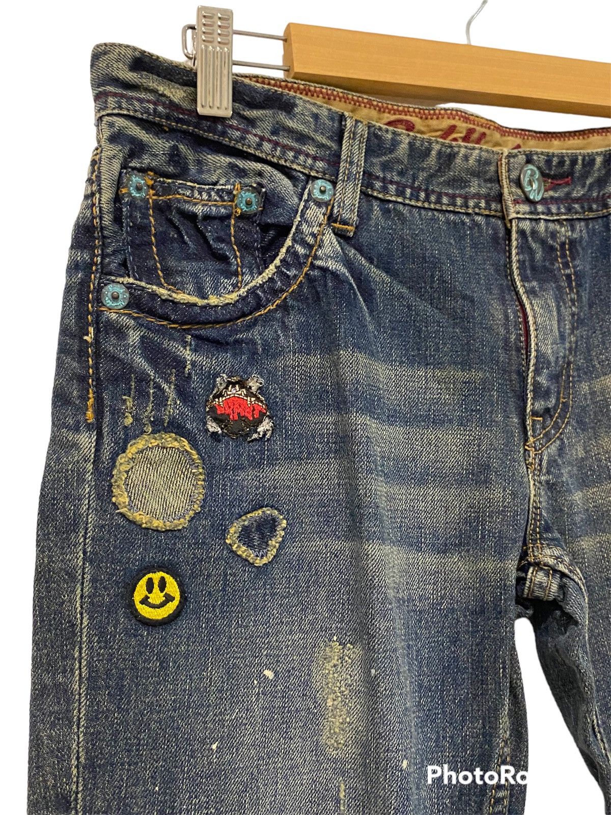 Japanese Brand Vintage Boro Sashiko Back Number Bootcut Jeans Size US 31 - 4 Thumbnail