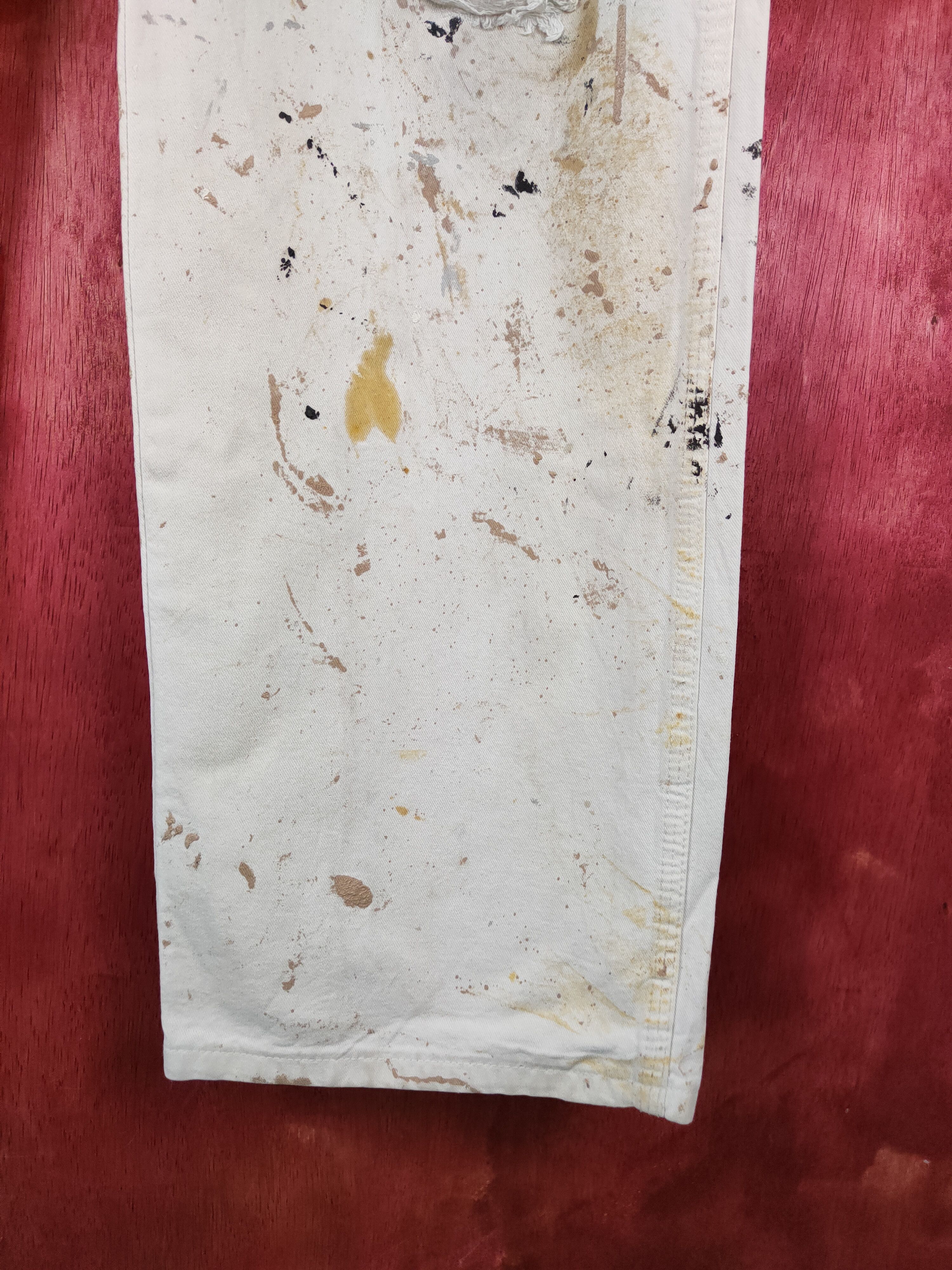 Dickies DL Dickies art painter White Ripped Denim Pants #243B Size US 33 - 7 Thumbnail