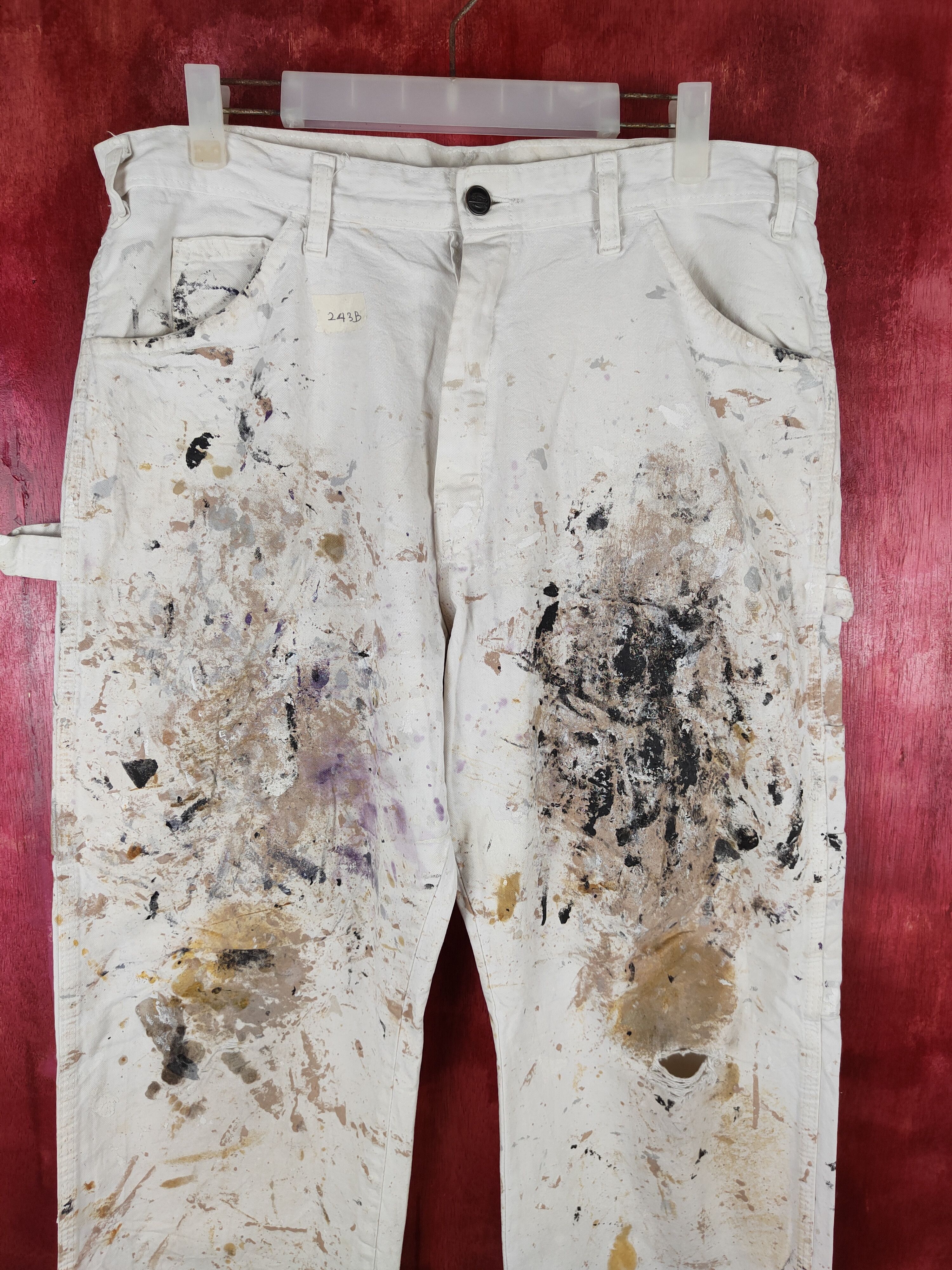 Dickies DL Dickies art painter White Ripped Denim Pants #243B Size US 32 / EU 48 - 2 Thumbnail