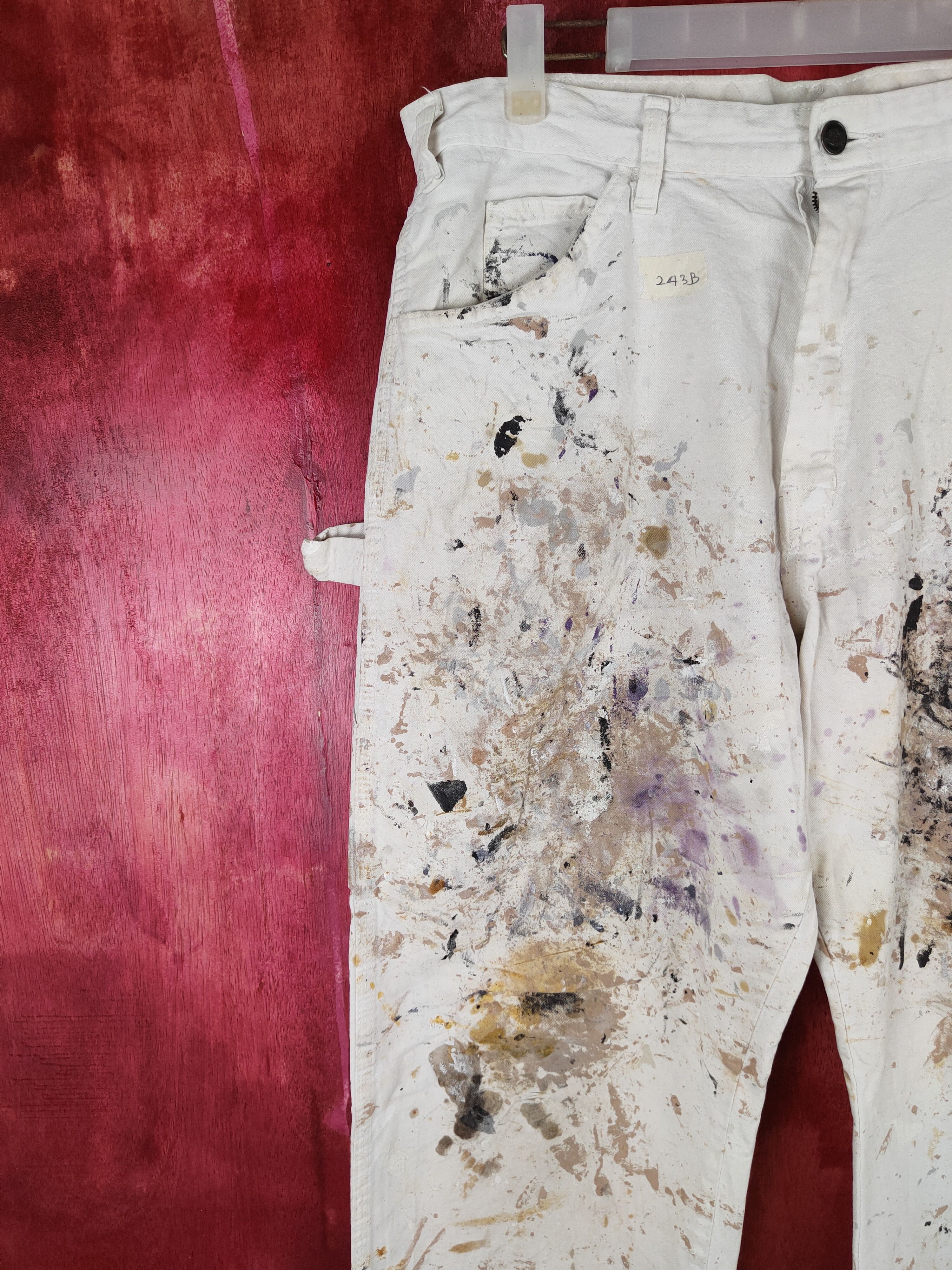 Dickies DL Dickies art painter White Ripped Denim Pants #243B Size US 33 - 3 Thumbnail