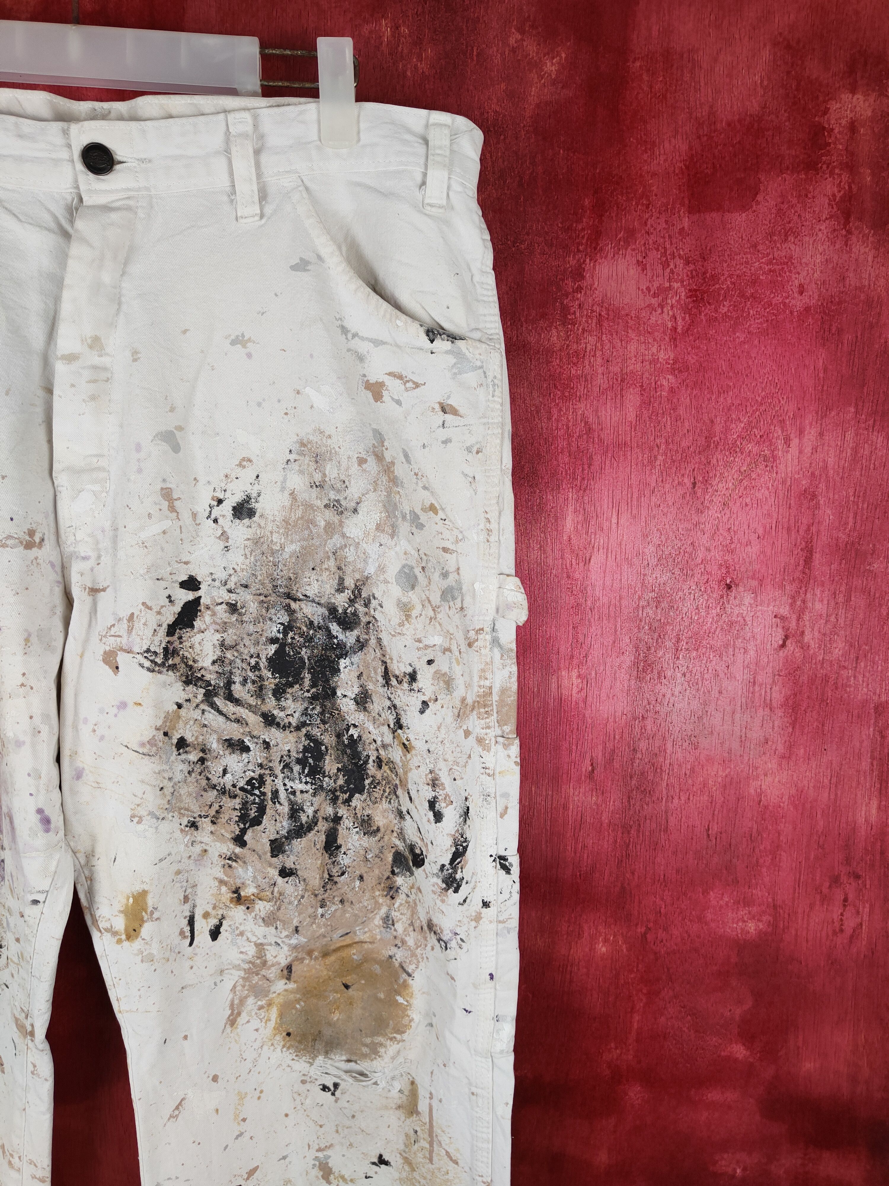 Dickies DL Dickies art painter White Ripped Denim Pants #243B Size US 33 - 6 Thumbnail