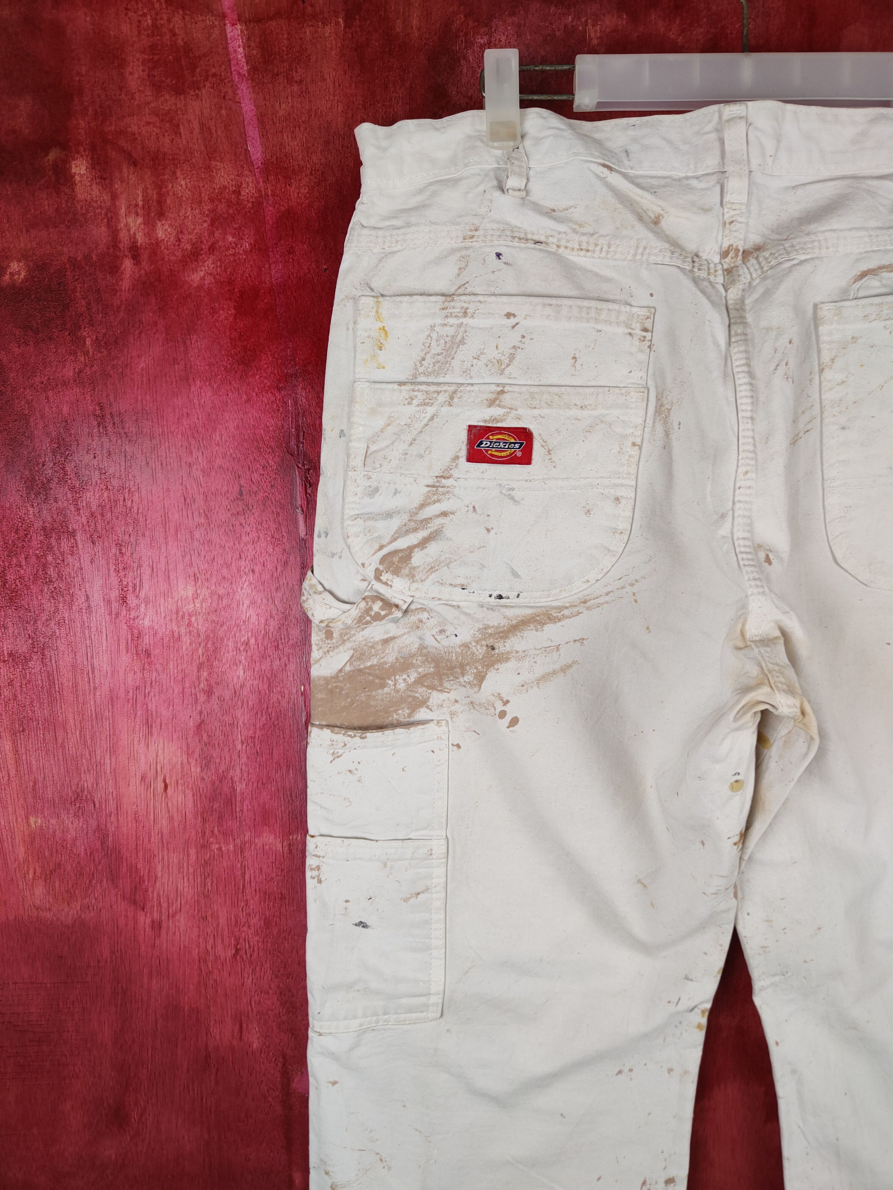 Dickies DL Dickies art painter White Ripped Denim Pants #243B Size US 33 - 9 Thumbnail