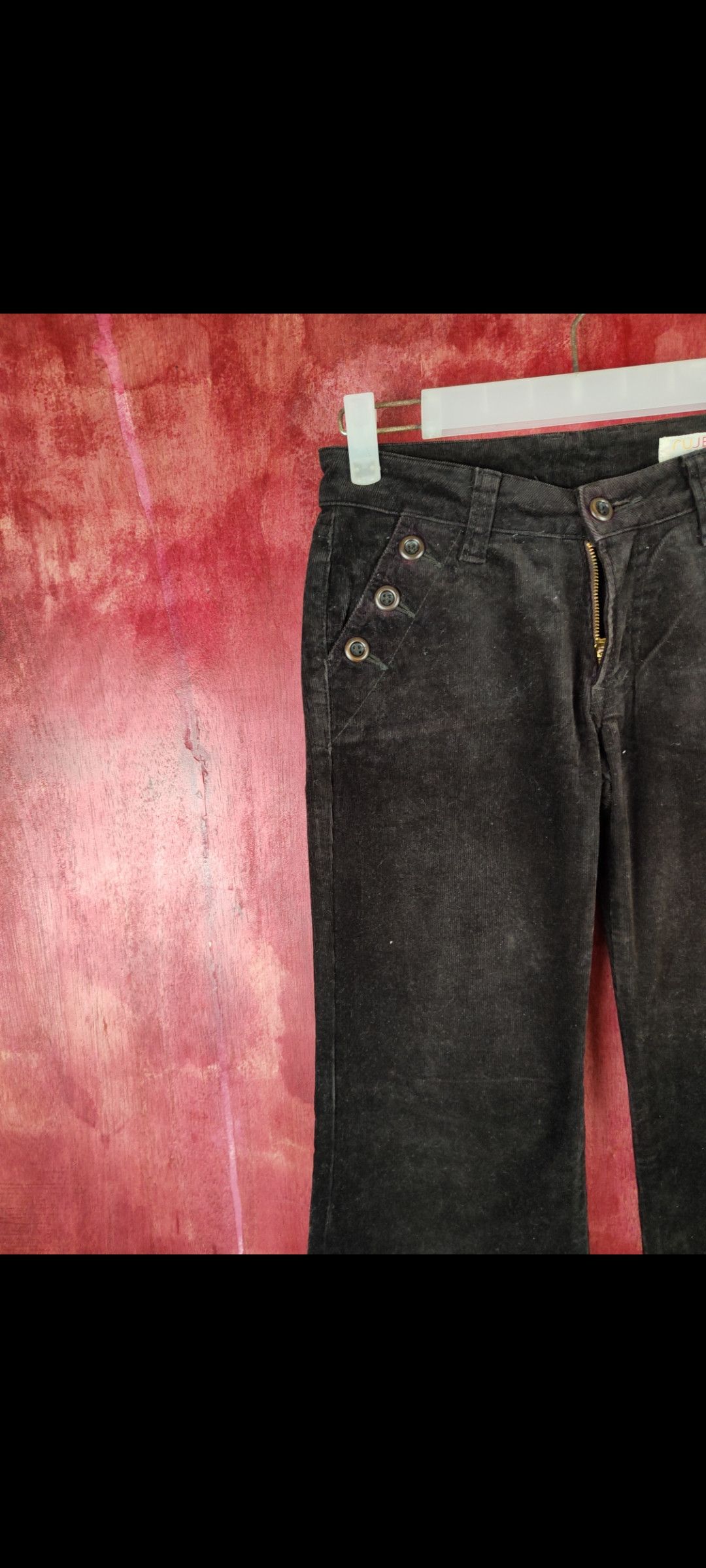 Japanese Brand Ru Jeans Color Dark Brown Multi Pocket Corduroy Pants #247B Size 29" - 3 Thumbnail
