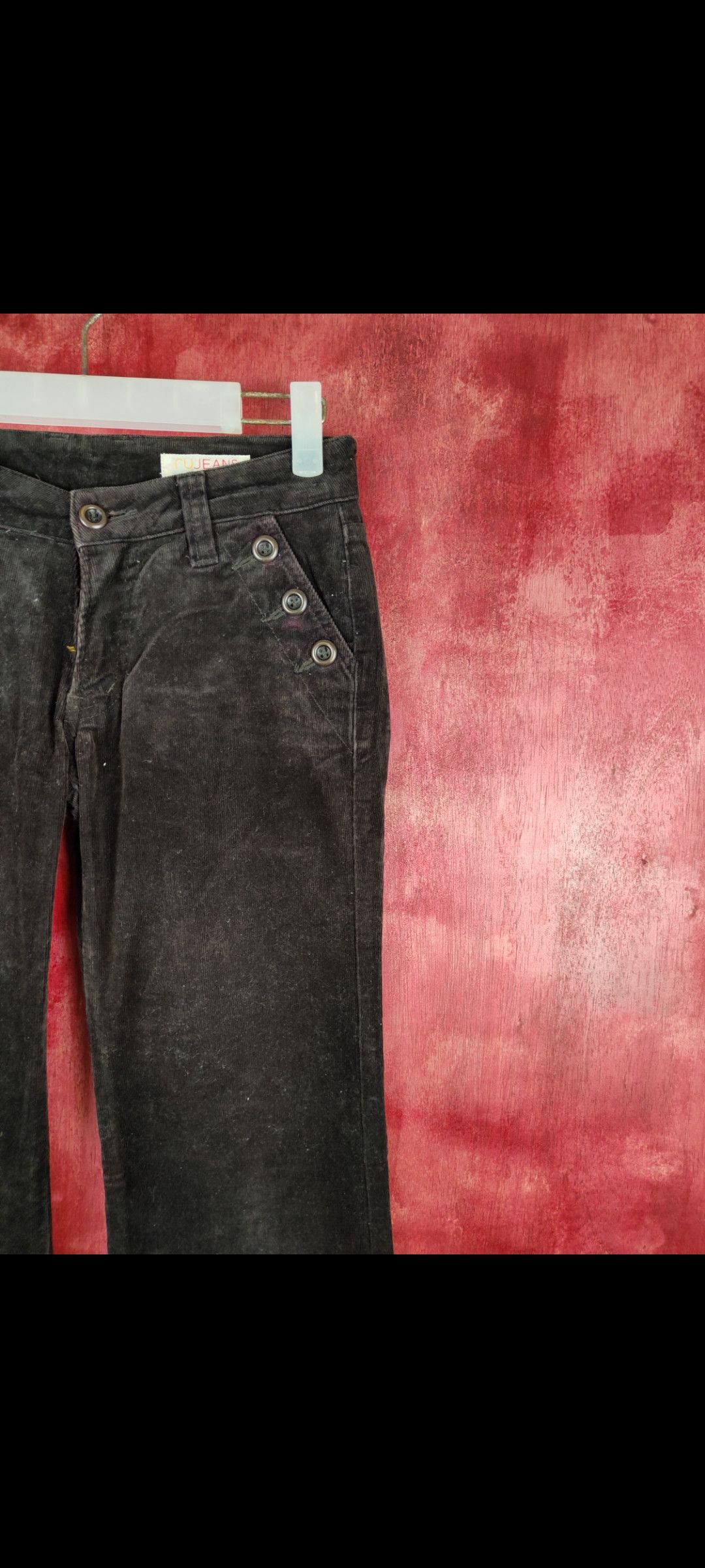 Japanese Brand Ru Jeans Color Dark Brown Multi Pocket Corduroy Pants #247B Size 29" - 5 Thumbnail