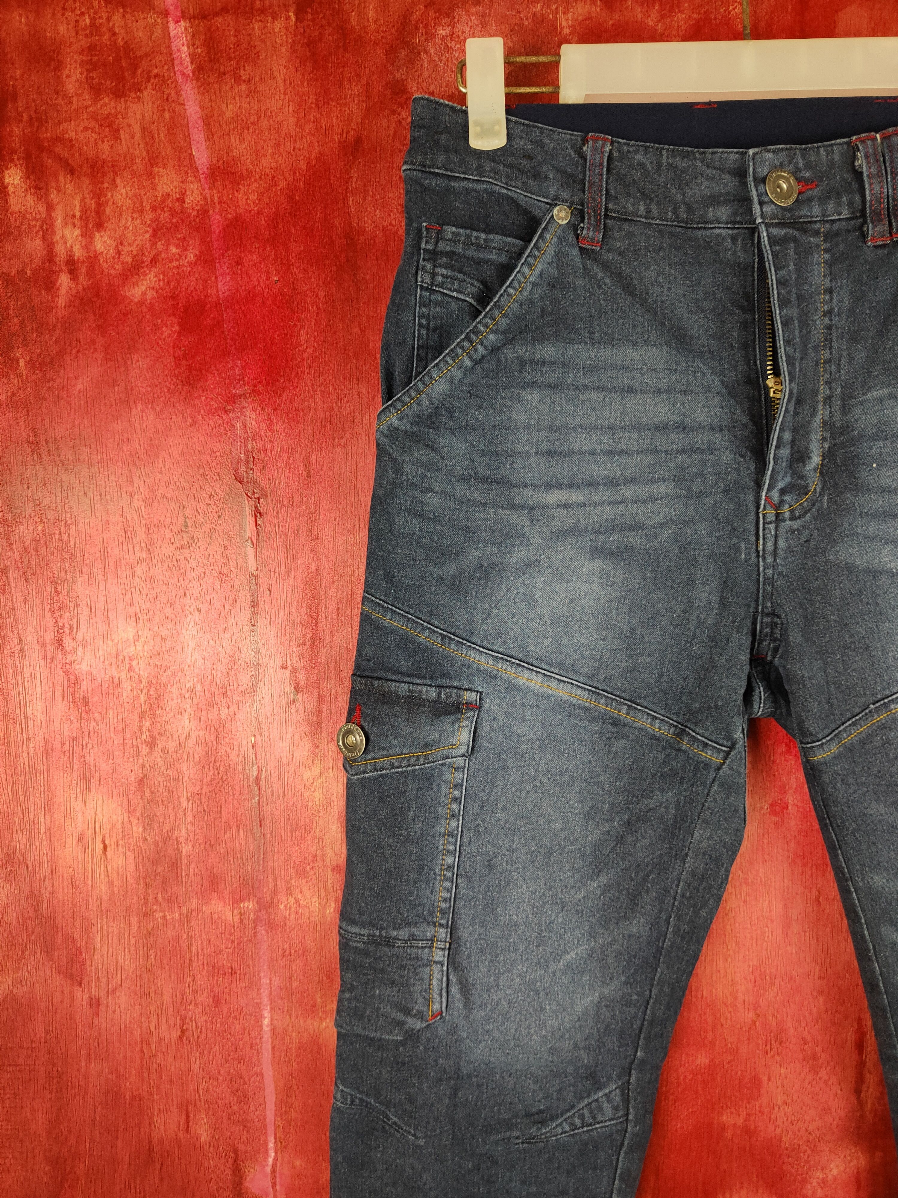 Japanese Brand FieldCore Faded Multi Pocket Tactical Cargo Denim #248B Size US 28 / EU 44 - 3 Thumbnail
