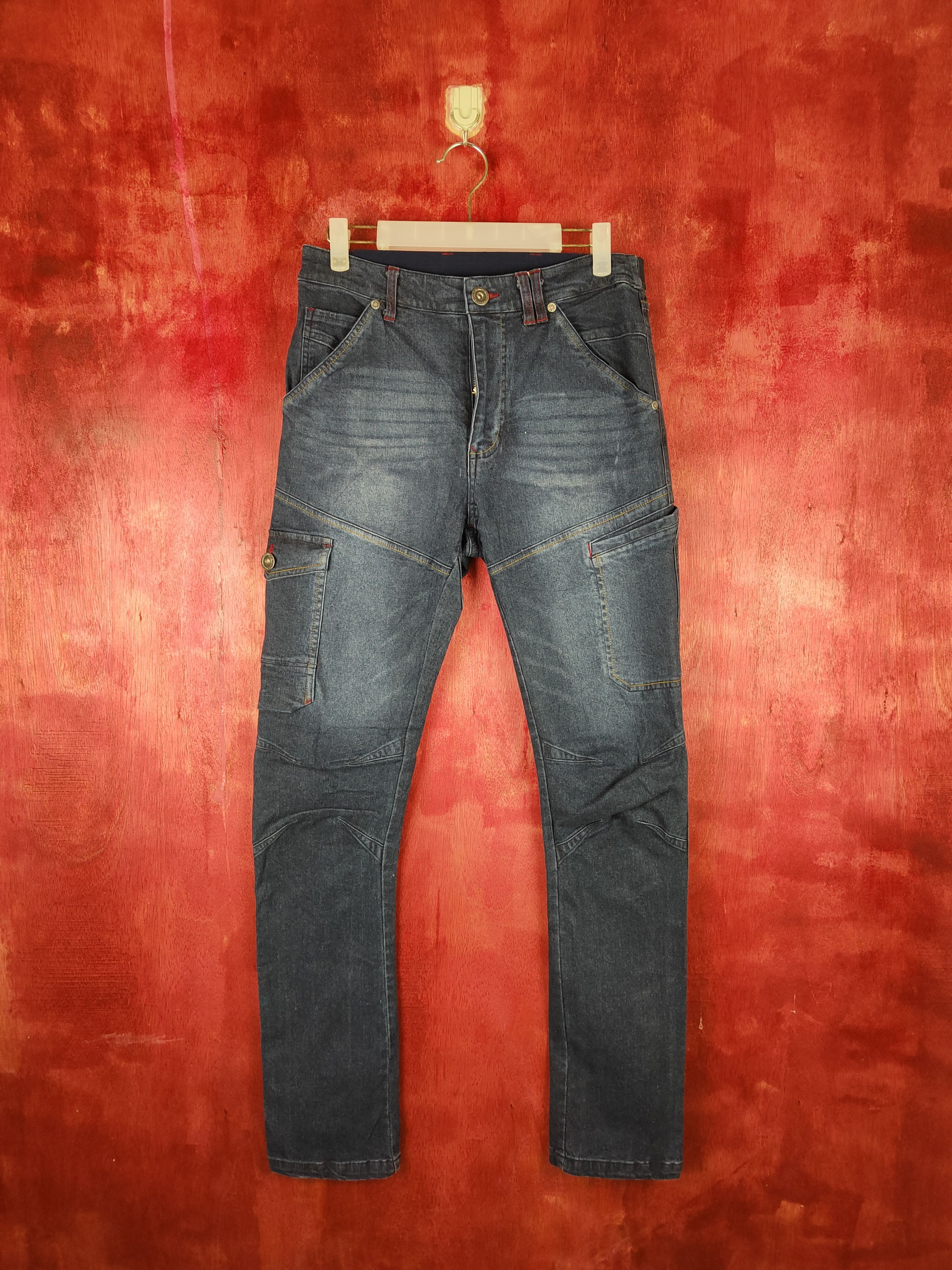 Japanese Brand FieldCore Faded Multi Pocket Tactical Cargo Denim #248B Size US 28 / EU 44 - 1 Thumbnail