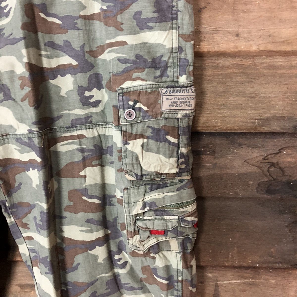 Japanese Brand Badboy Camo Green multipocket skate Cropped Pants #7108 Size US 37 - 7 Thumbnail