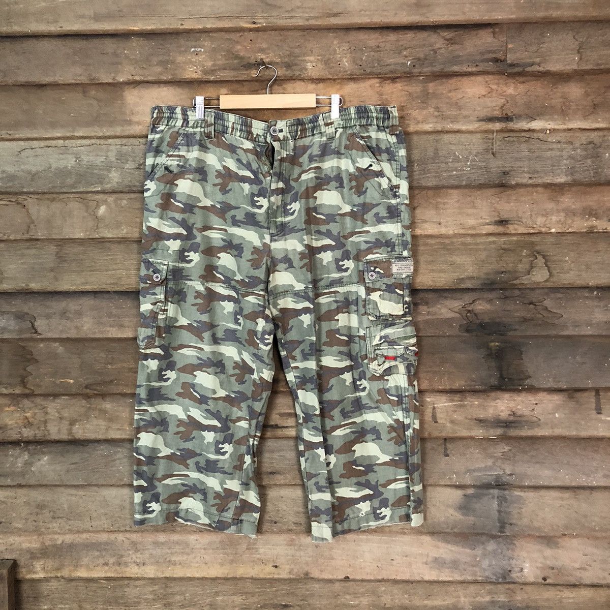 image of Badboy Camo Green Multipocket Skate Cropped Pants 7108, Men's (Size 37)