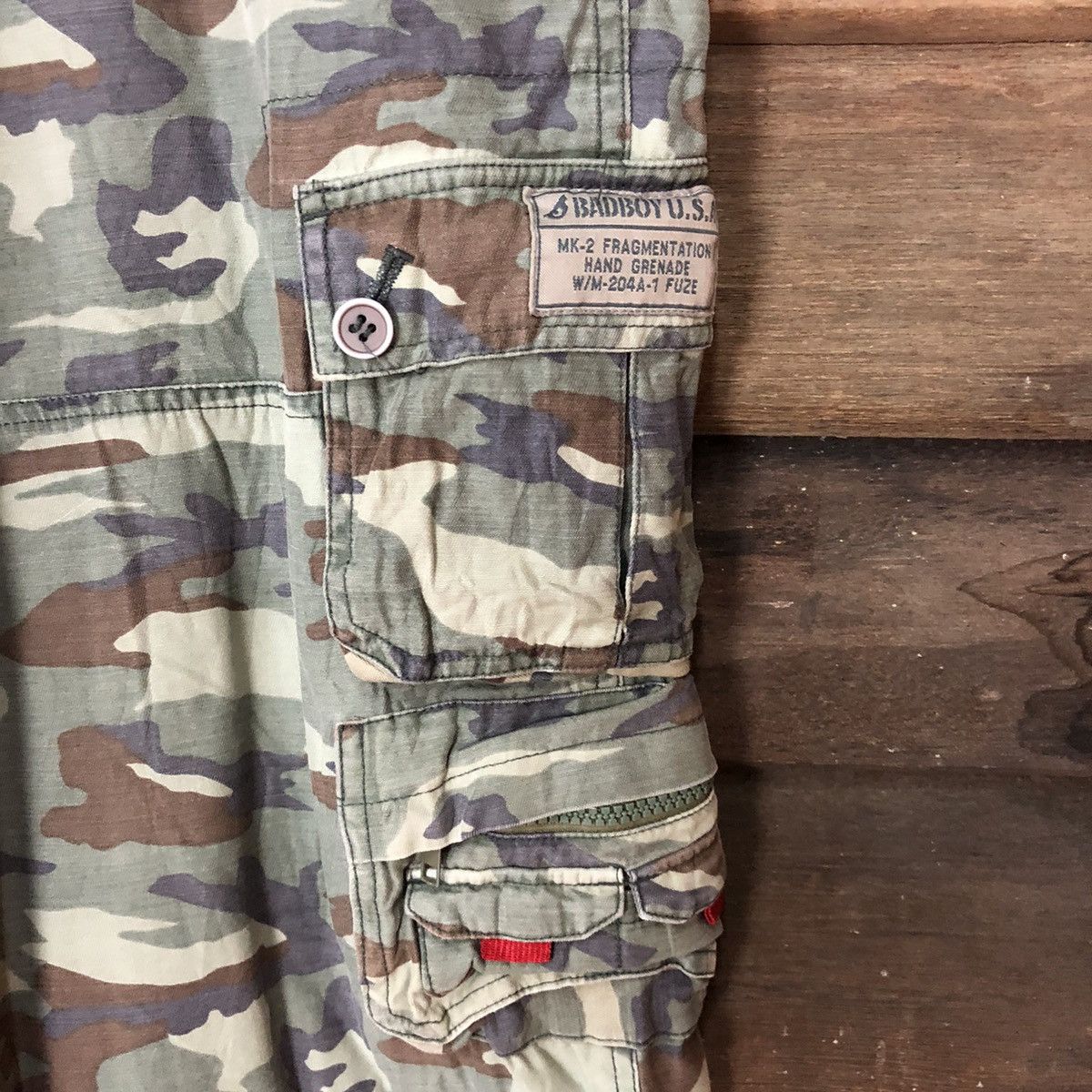Japanese Brand Badboy Camo Green multipocket skate Cropped Pants #7108 Size US 37 - 8 Thumbnail