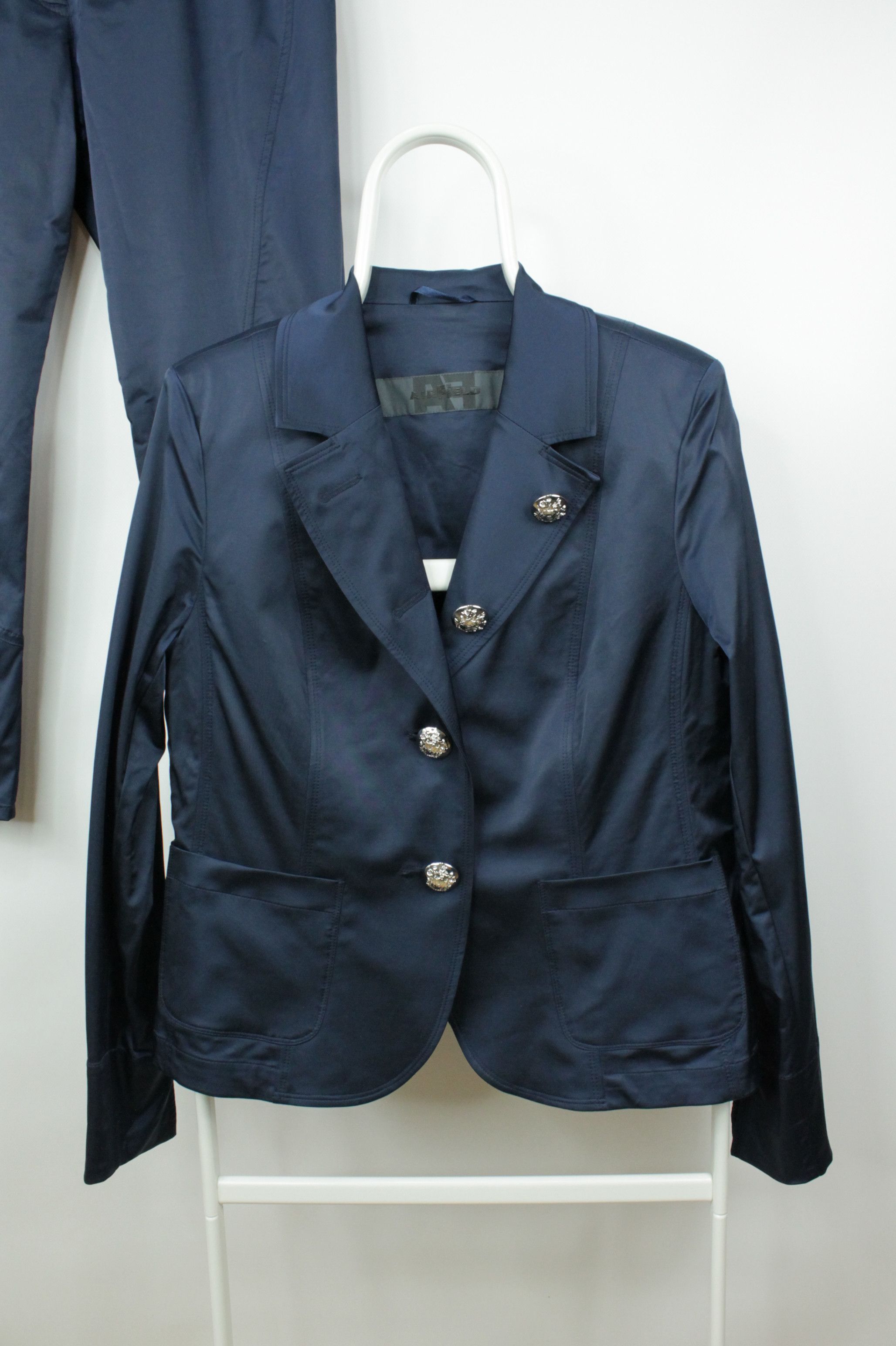 Designer AirField Elegant Pantsuit Savanna Blue Blazer Women's Size M / US 6-8 / IT 42-44 - 2 Thumbnail