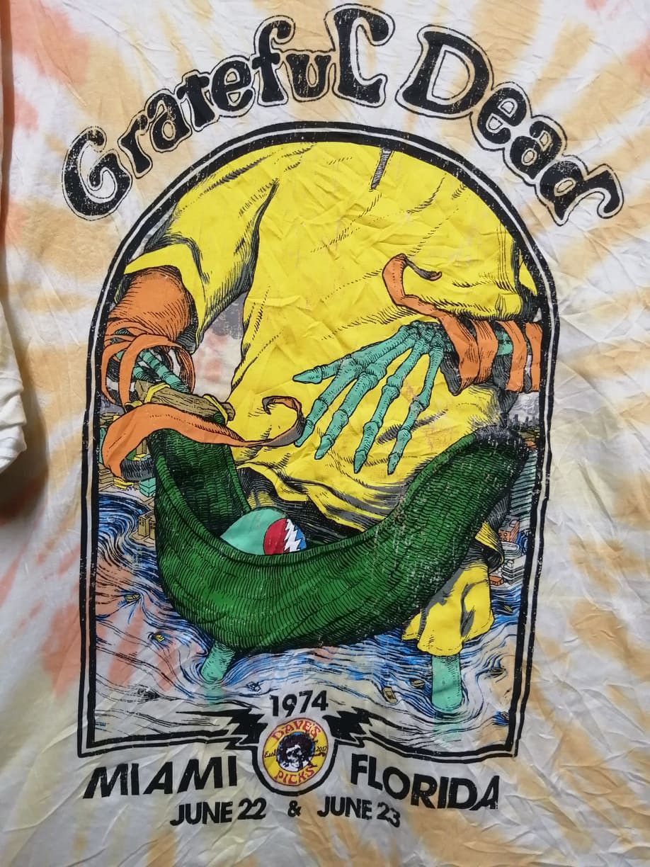 Band Tees × Vintage TEE GRATEFUL DEAD 1974 MIAMI FLORIDA VERY RARE Size US M / EU 48-50 / 2 - 4 Thumbnail