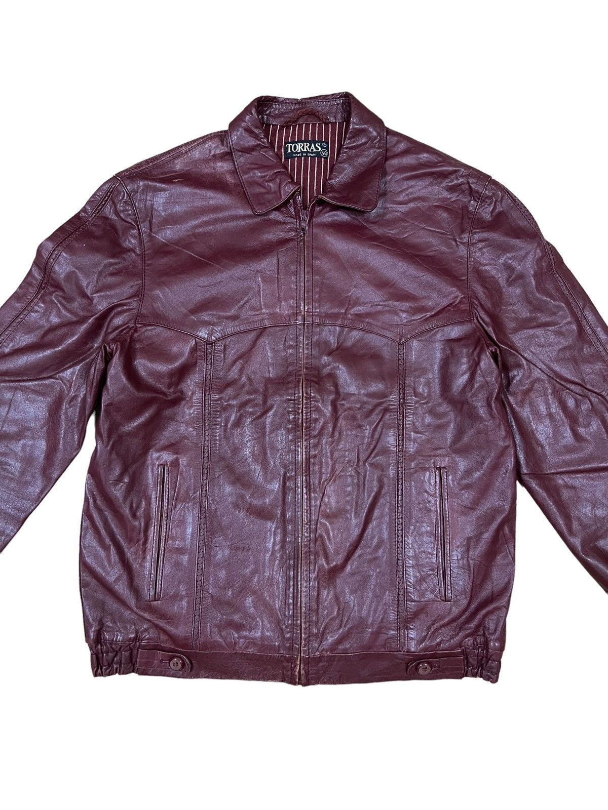 Genuine Leather 80s Toras Genuine Calfskin Leather Biker Rockabilly Jacket Size US M / EU 48-50 / 2 - 2 Thumbnail