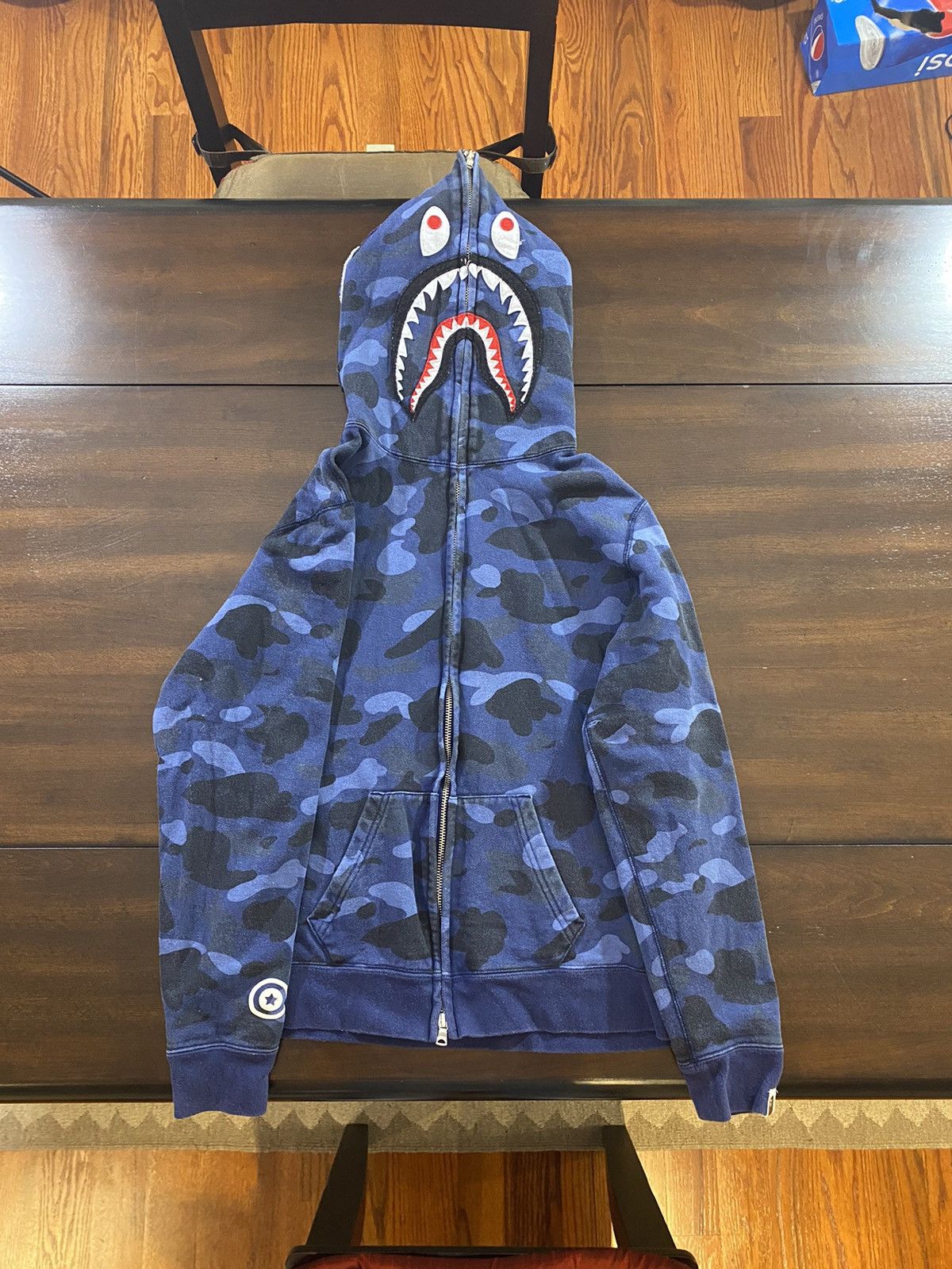 Bape Nigo Bape Blue Camo Shark Hoodie Grailed