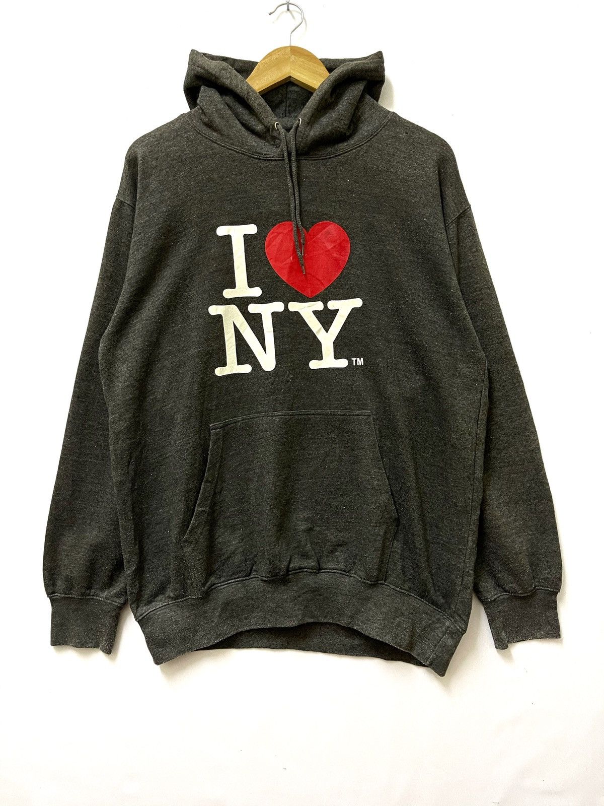 I Love NY Vintage I Love New York Hoodie Dark Grey Large Size US L / EU 52-54 / 3 - 1 Thumbnail