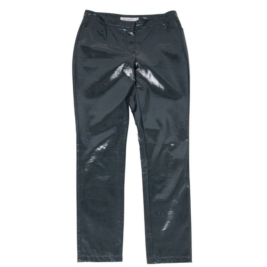 Dior PVC Pants Shinny Viscose Anthracite Blue Trousers Size 28" / US 6 / IT 42 - 1 Thumbnail