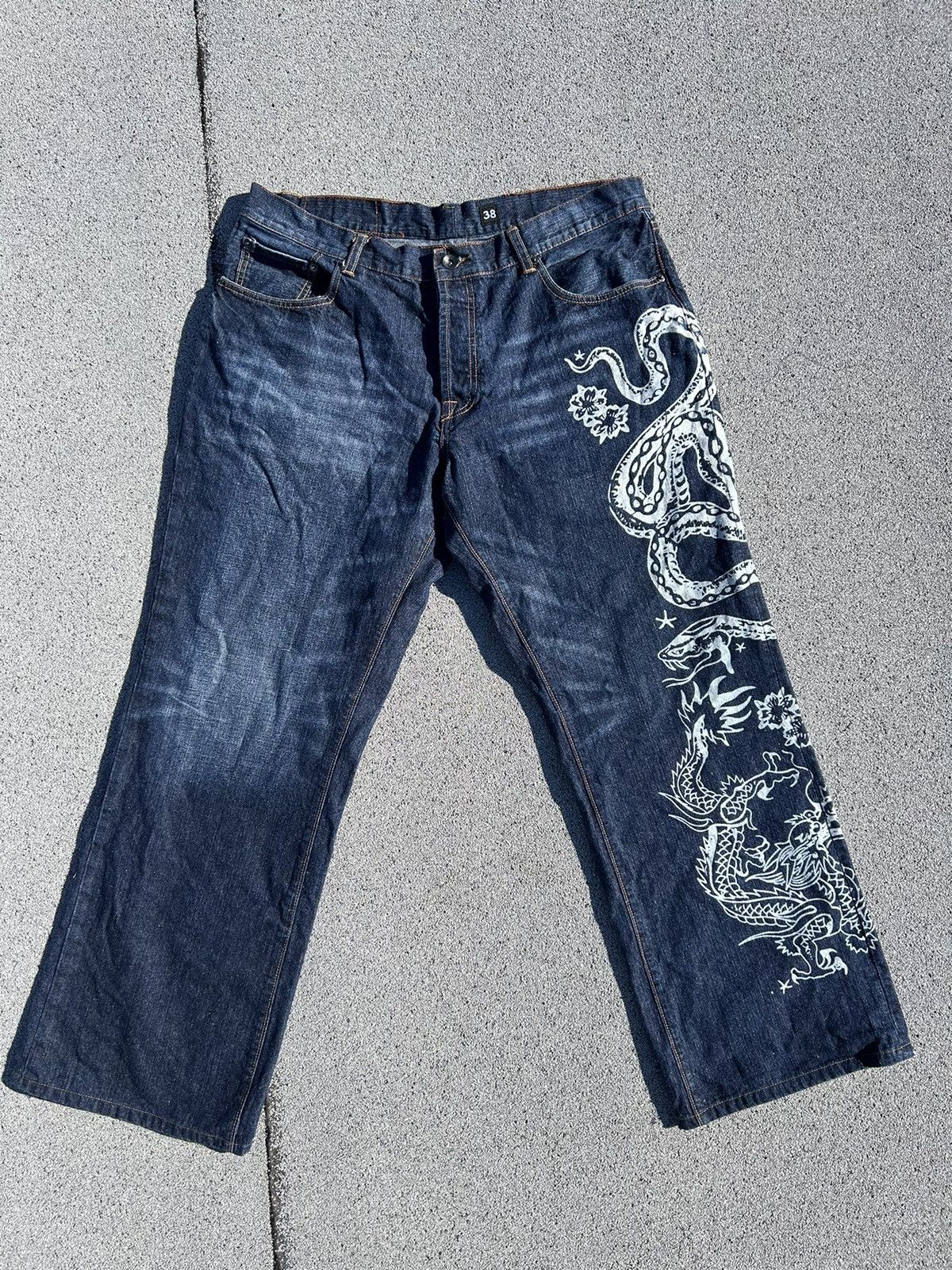 Ed Hardy Vintage Ed hardy Snake print denim Size US 38 / EU 54 - 1 Thumbnail