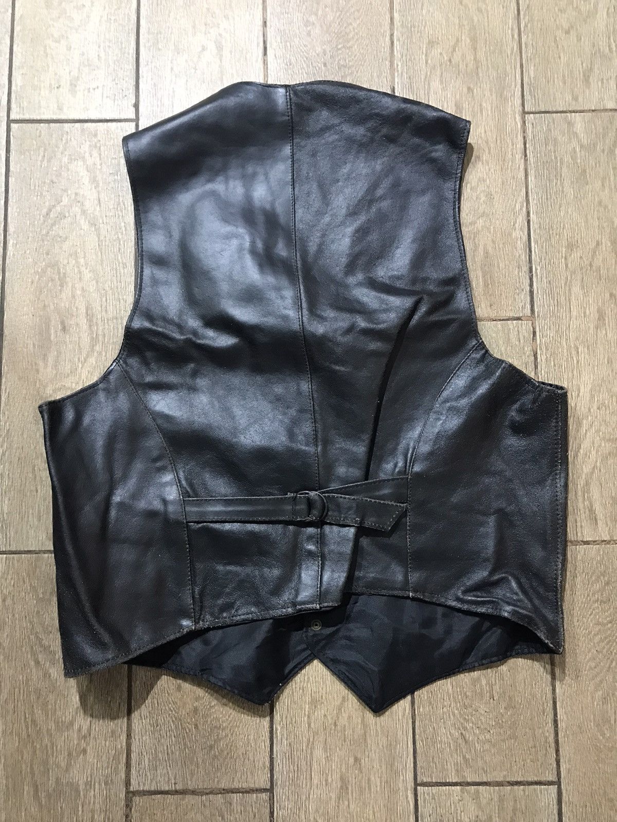 Japanese Brand Leather Vest Black moto biker 80s classic Size US XXL / EU 58 / 5 - 7 Thumbnail