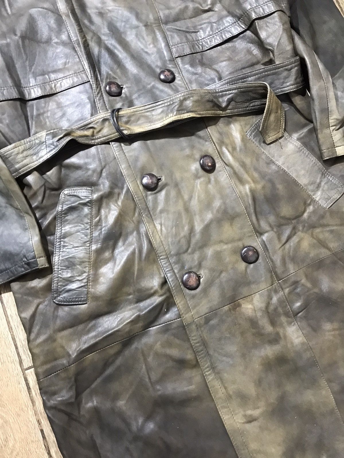 Vintage Vintage dark Faded Leather Trench Coat 70s Lamb Goat Size US L / EU 52-54 / 3 - 5 Thumbnail