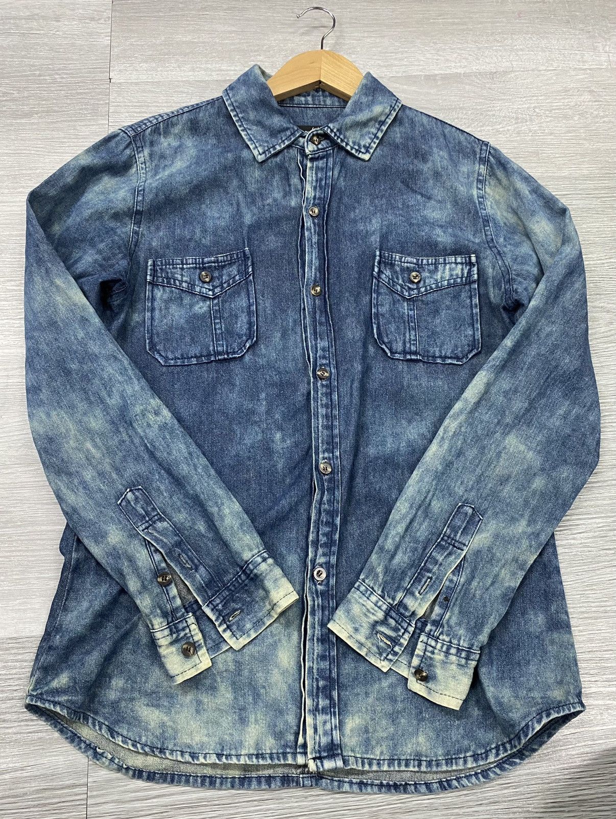 image of Number N Ine Number (N)Ine Faded Shirt Long Sleeve in Faded Blue, Men's (Size Medium)