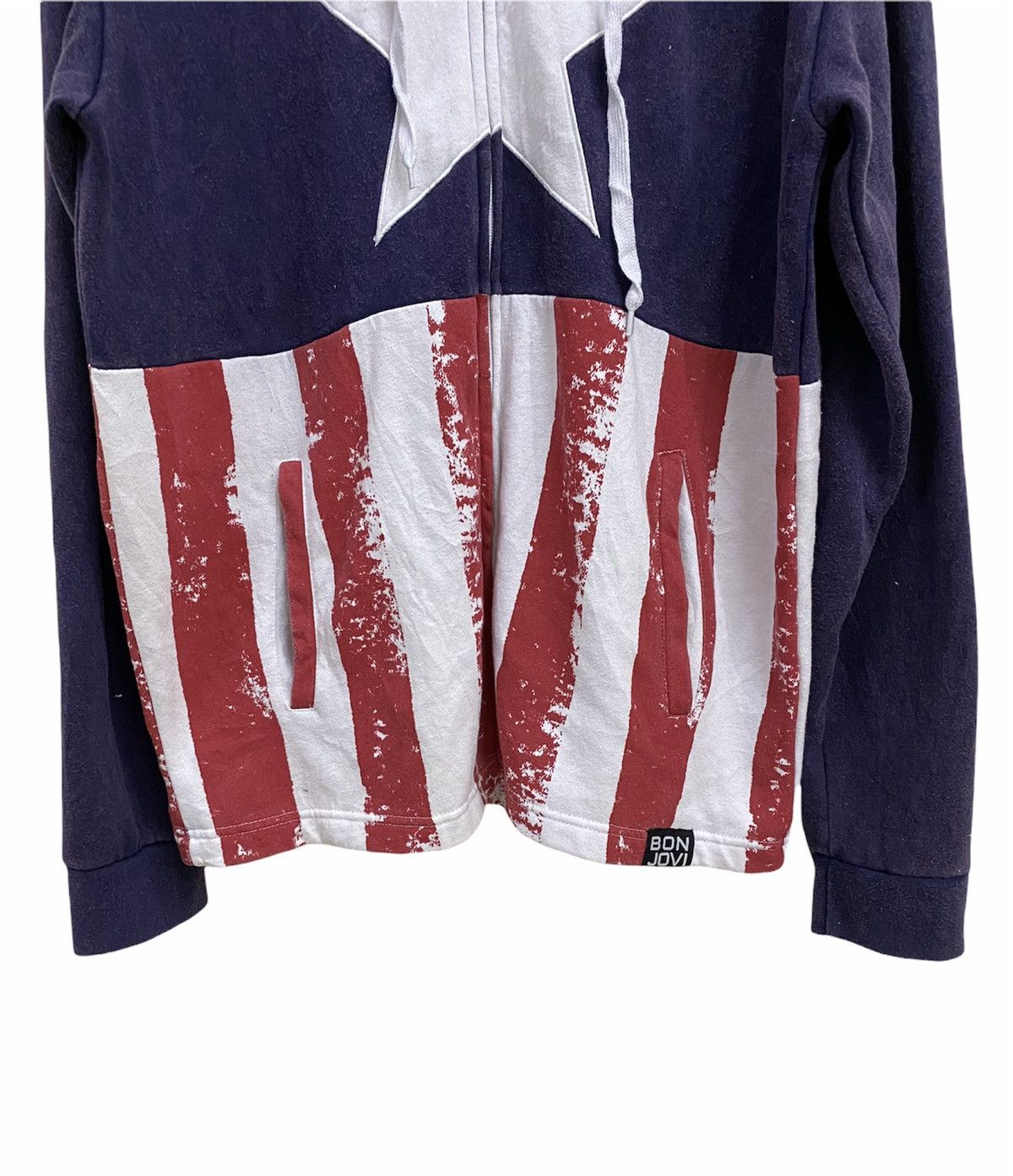 Band Tees × Bon Jovi American Flag Bon Jovi Concert Faded Hoodie Size US M / EU 48-50 / 2 - 5 Thumbnail