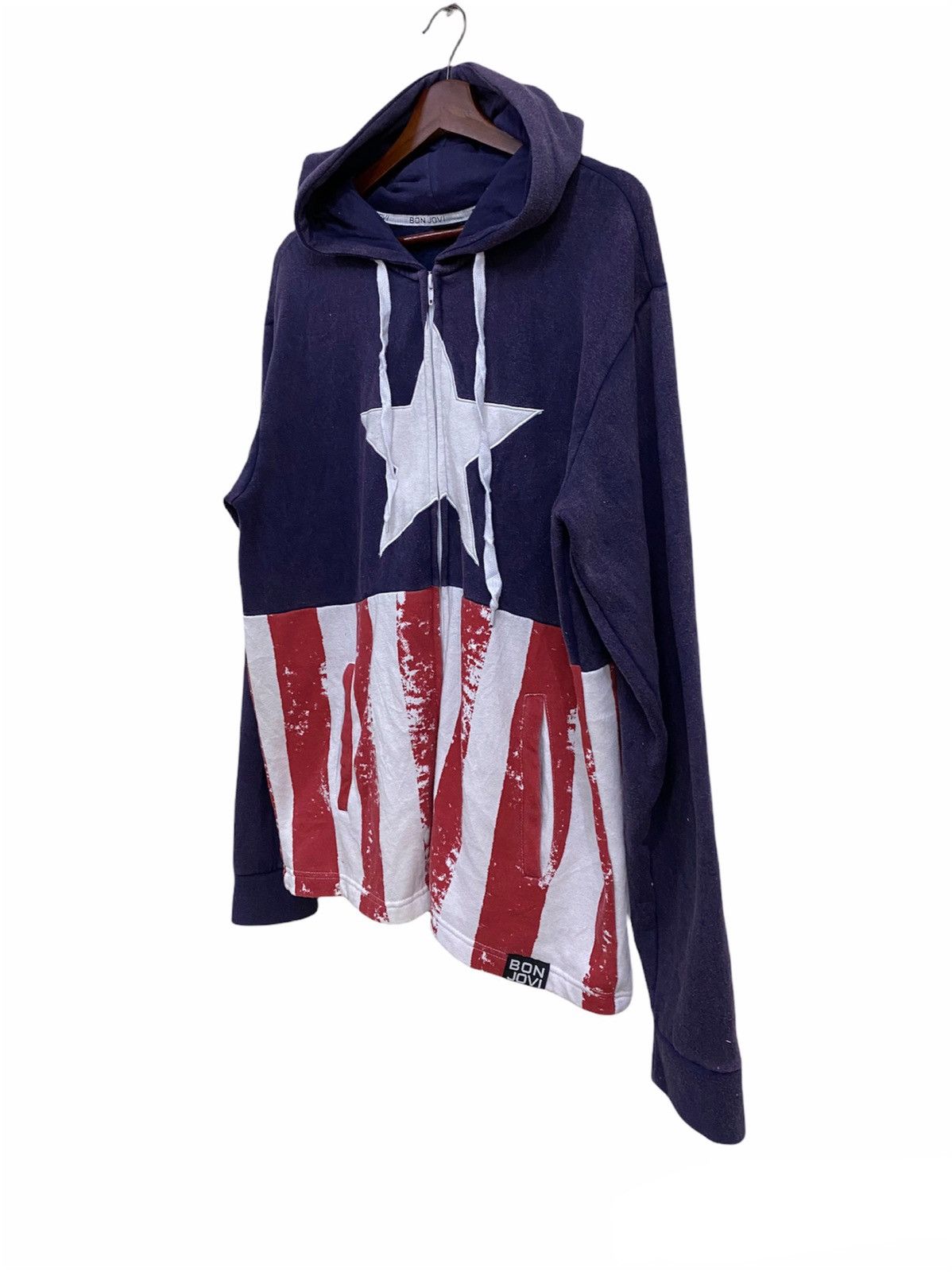 Band Tees × Bon Jovi American Flag Bon Jovi Concert Faded Hoodie Size US M / EU 48-50 / 2 - 3 Thumbnail