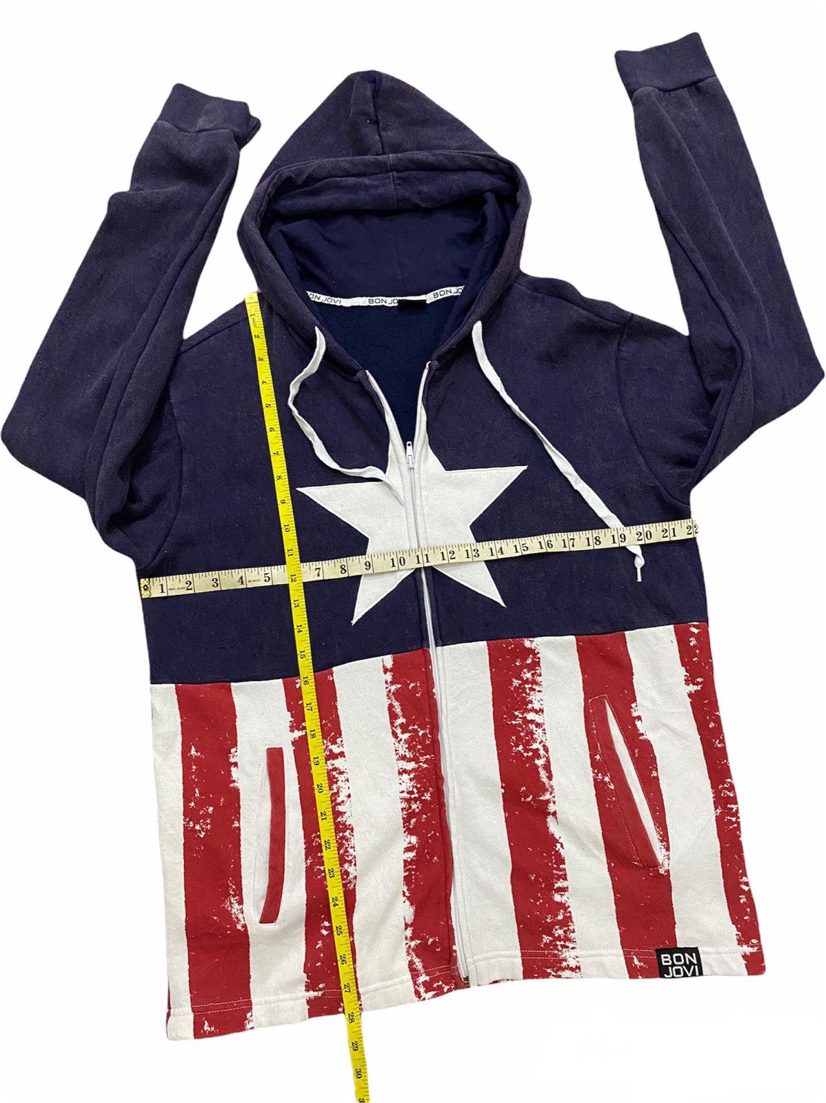 Band Tees × Bon Jovi American Flag Bon Jovi Concert Faded Hoodie Size US M / EU 48-50 / 2 - 13 Thumbnail
