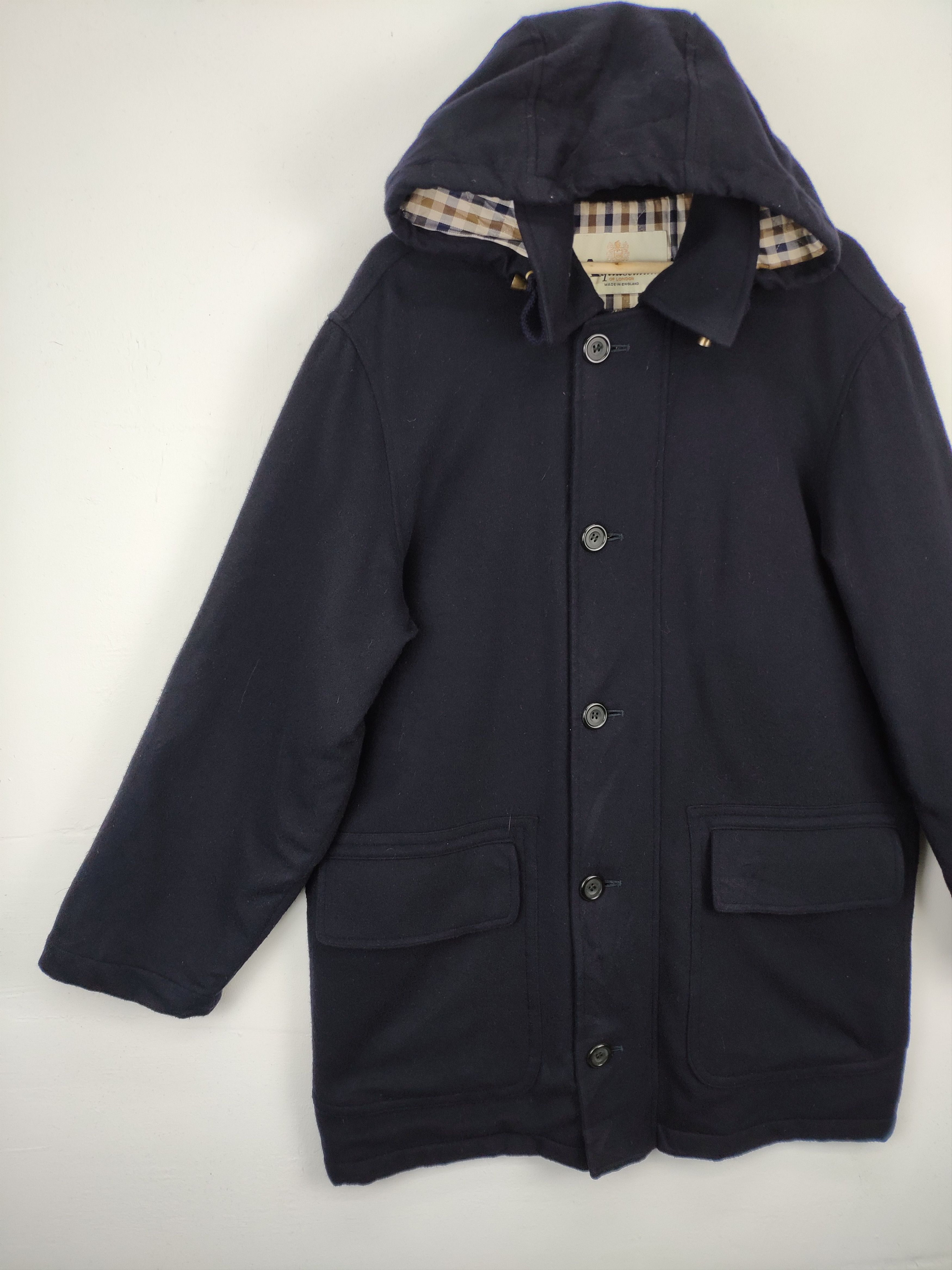 Aquascutum Vintage 1990s Aquascutum Wool Cashmere Hoodie Long Coat Size US S / EU 44-46 / 1 - 7 Thumbnail