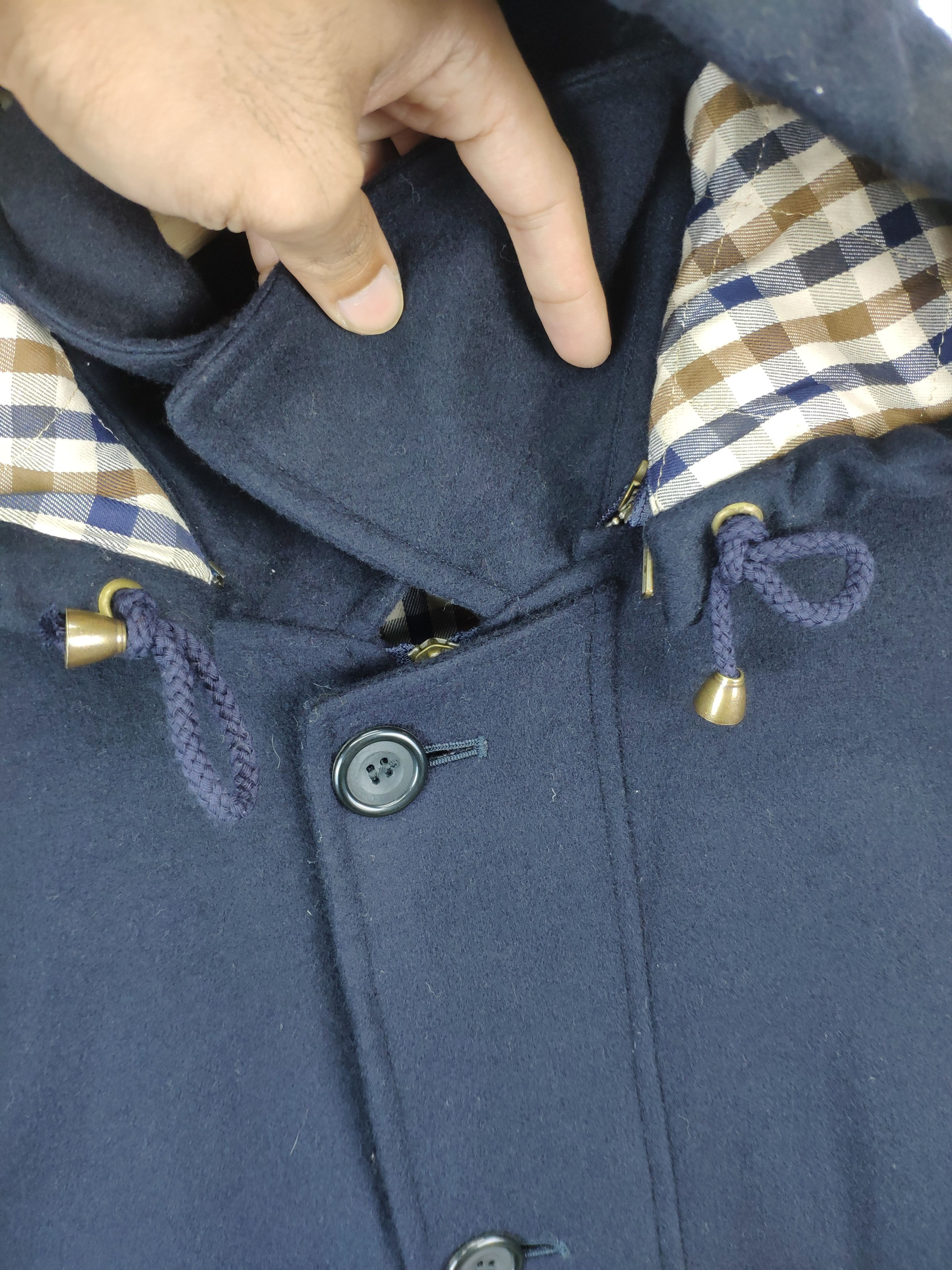 Aquascutum Vintage 1990s Aquascutum Wool Cashmere Hoodie Long Coat Size US S / EU 44-46 / 1 - 12 Thumbnail