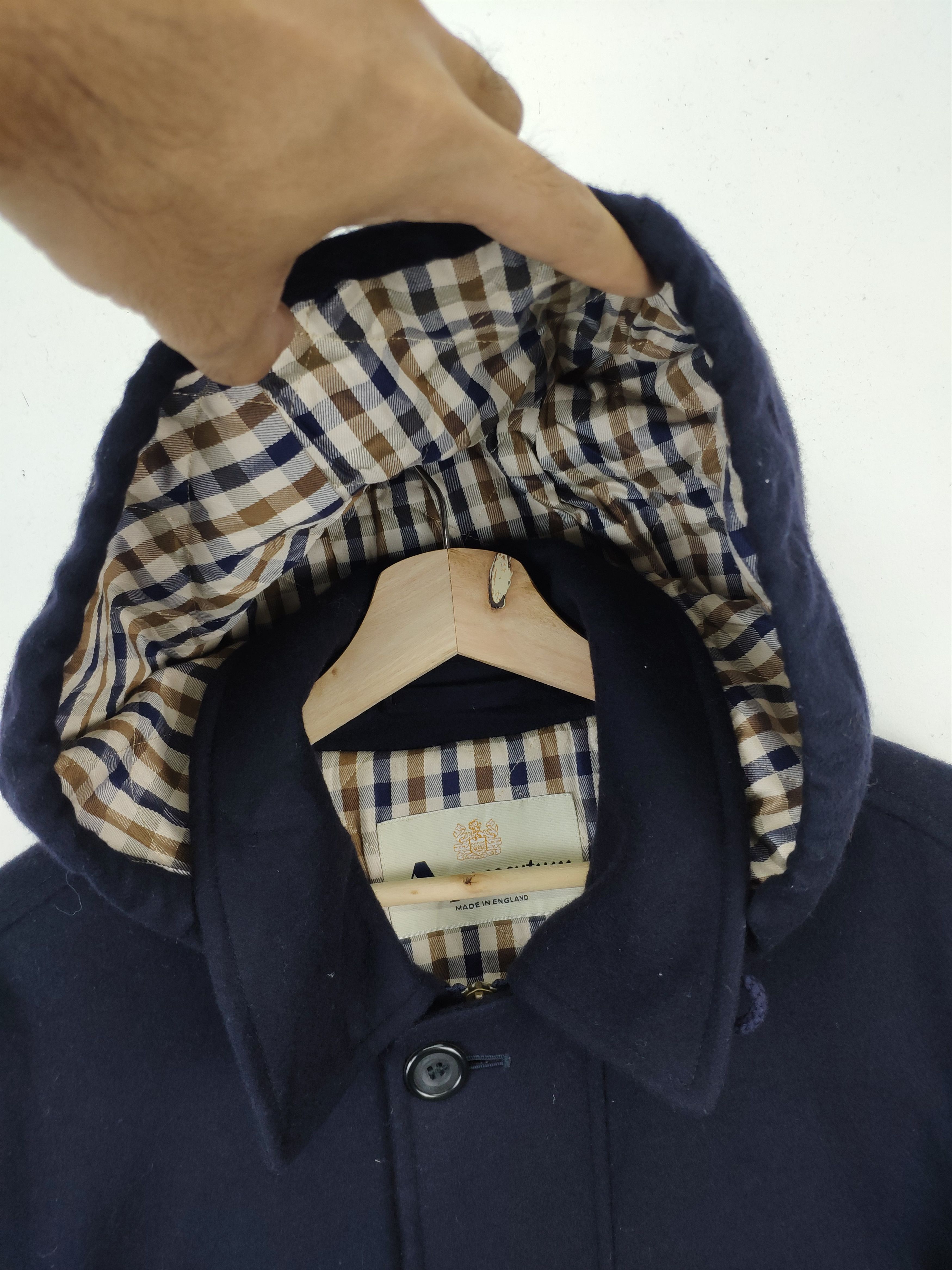 Aquascutum Vintage 1990s Aquascutum Wool Cashmere Hoodie Long Coat Size US S / EU 44-46 / 1 - 10 Thumbnail
