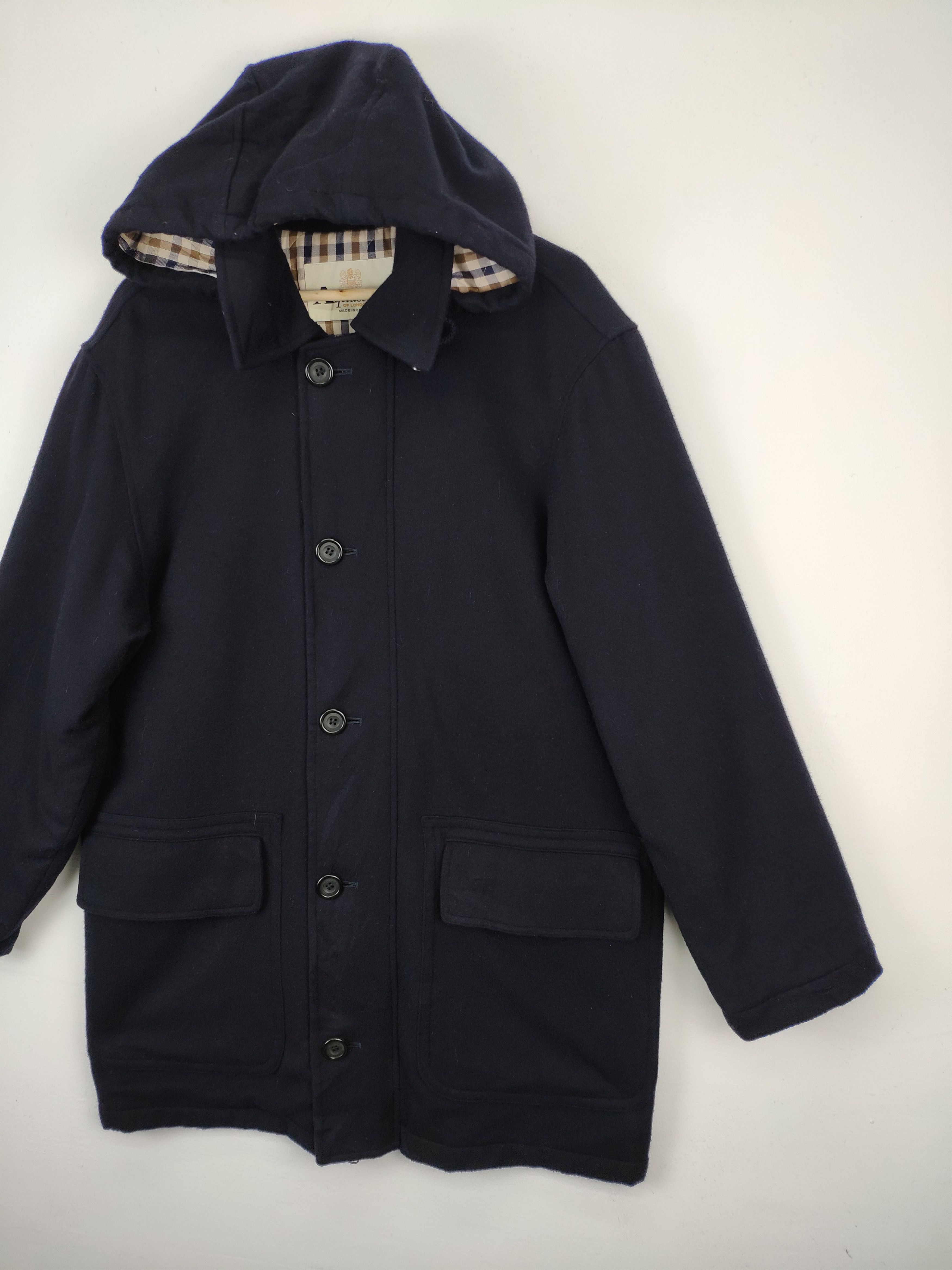Aquascutum Vintage 1990s Aquascutum Wool Cashmere Hoodie Long Coat Size US S / EU 44-46 / 1 - 6 Thumbnail