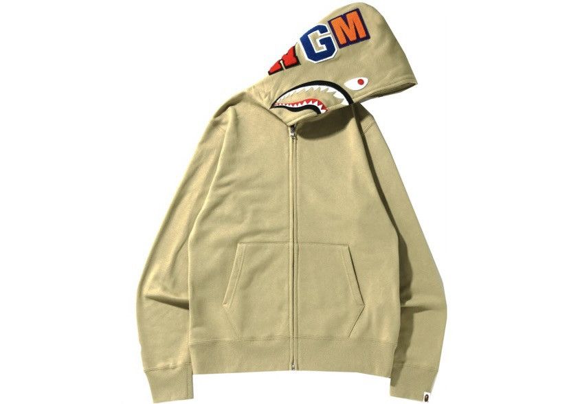 Bape A Bathing Ape Bape Full Zip Shark Hoodie Beige XXL NEW DS 2X Grailed