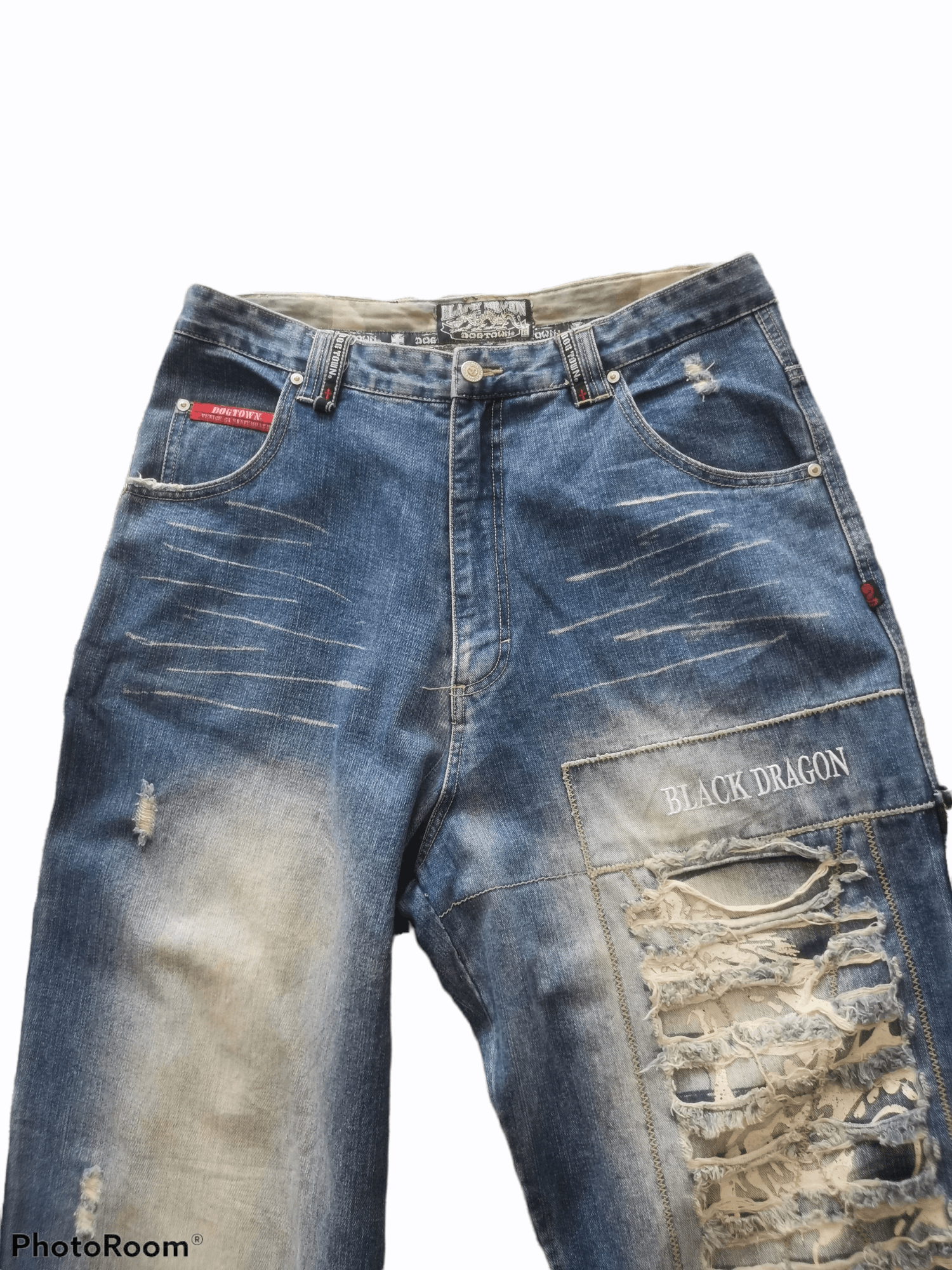 Dogtown × Vintage Vtg Dog Town Black Dragon Baggy Carpenter Skateboard Denim Size US 34 / EU 50 - 3 Thumbnail