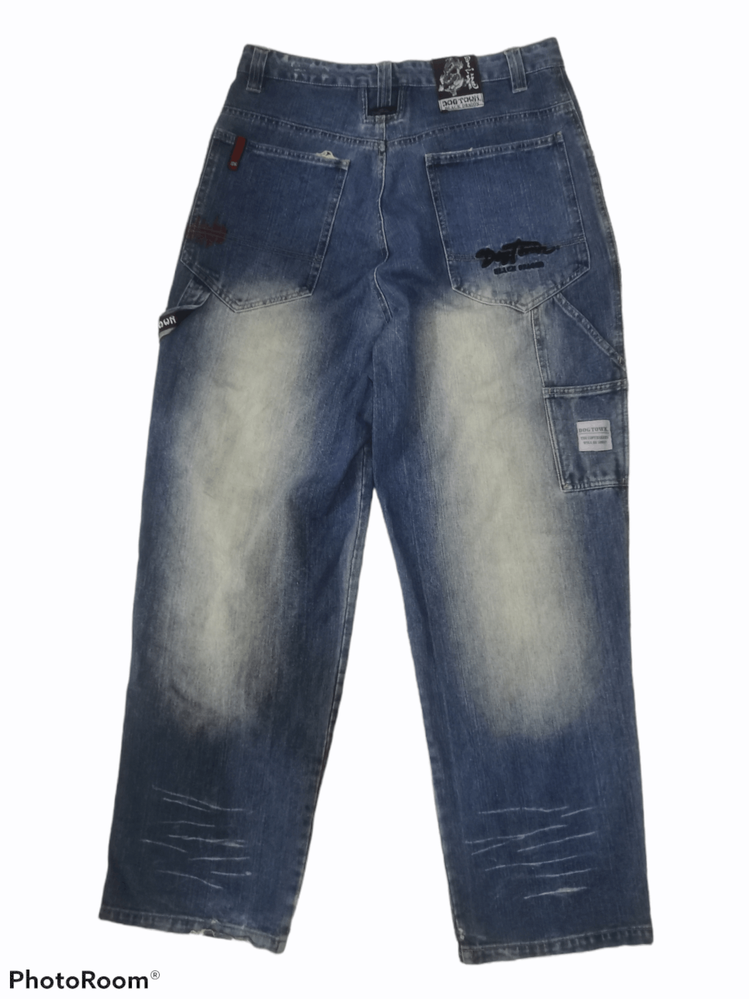 Dogtown × Vintage Vtg Dog Town Black Dragon Baggy Carpenter Skateboard Denim Size US 34 / EU 50 - 6 Thumbnail
