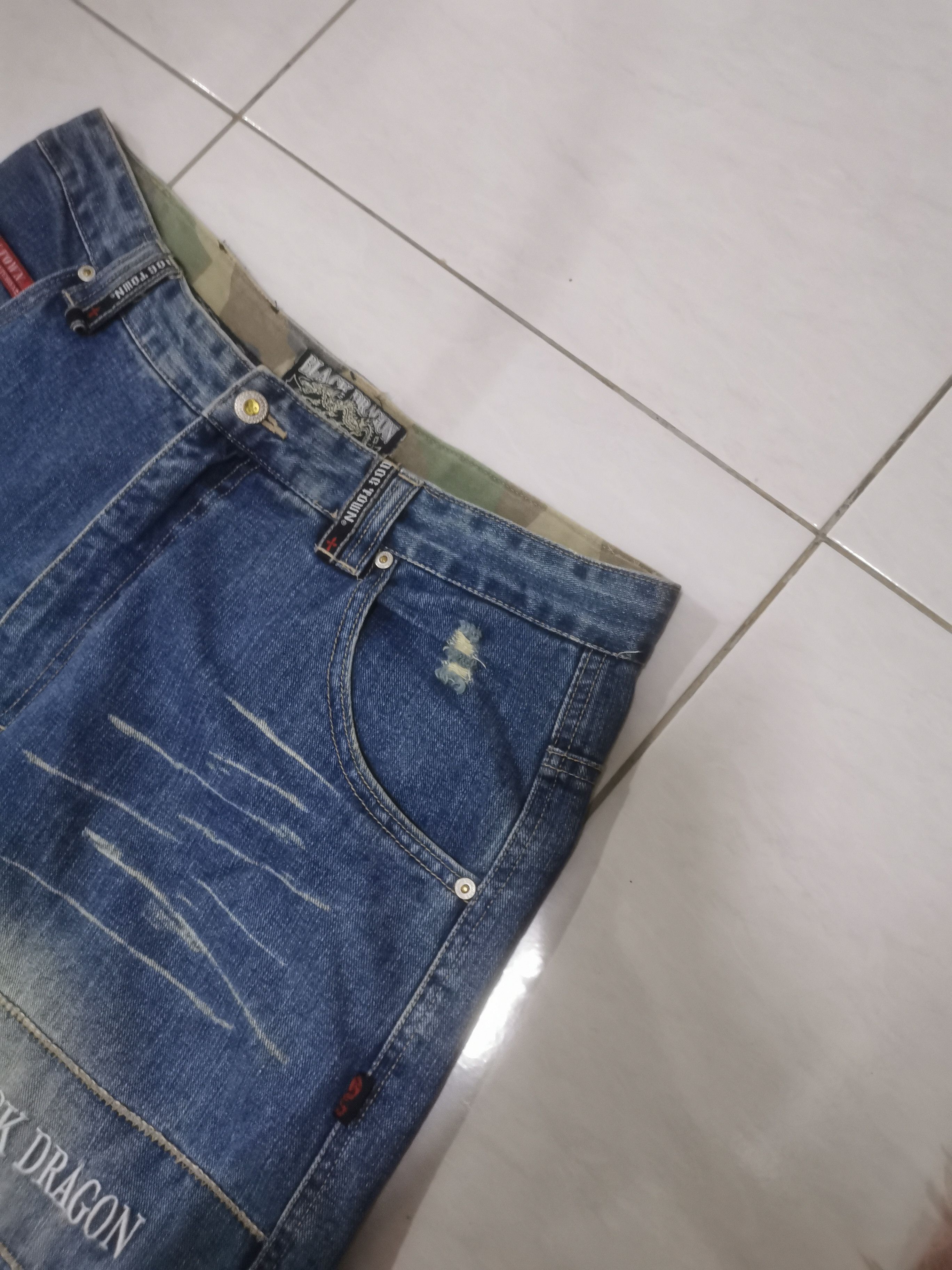 Dogtown × Vintage Vtg Dog Town Black Dragon Baggy Carpenter Skateboard Denim Size US 34 / EU 50 - 5 Thumbnail