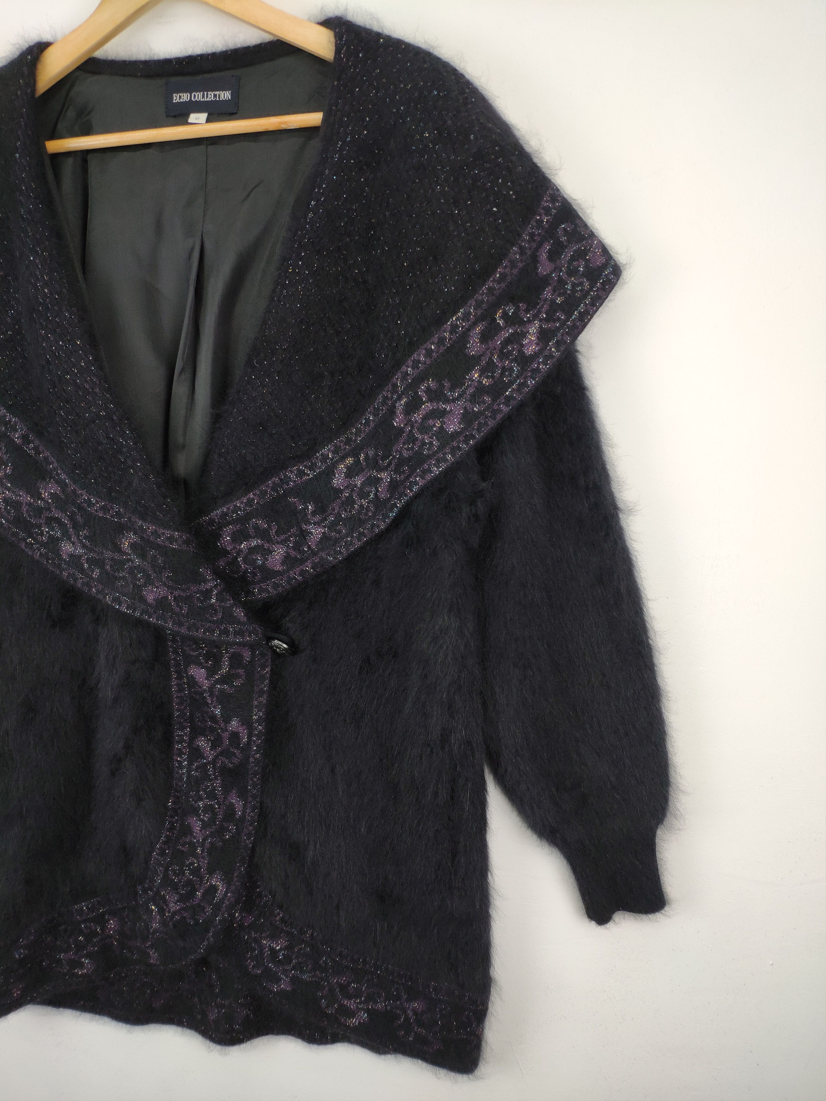 Japanese Brand Vintage Wool Mohair Shag Shaggy Cardigan Shawls Collar Size M / US 6-8 / IT 42-44 - 5 Thumbnail
