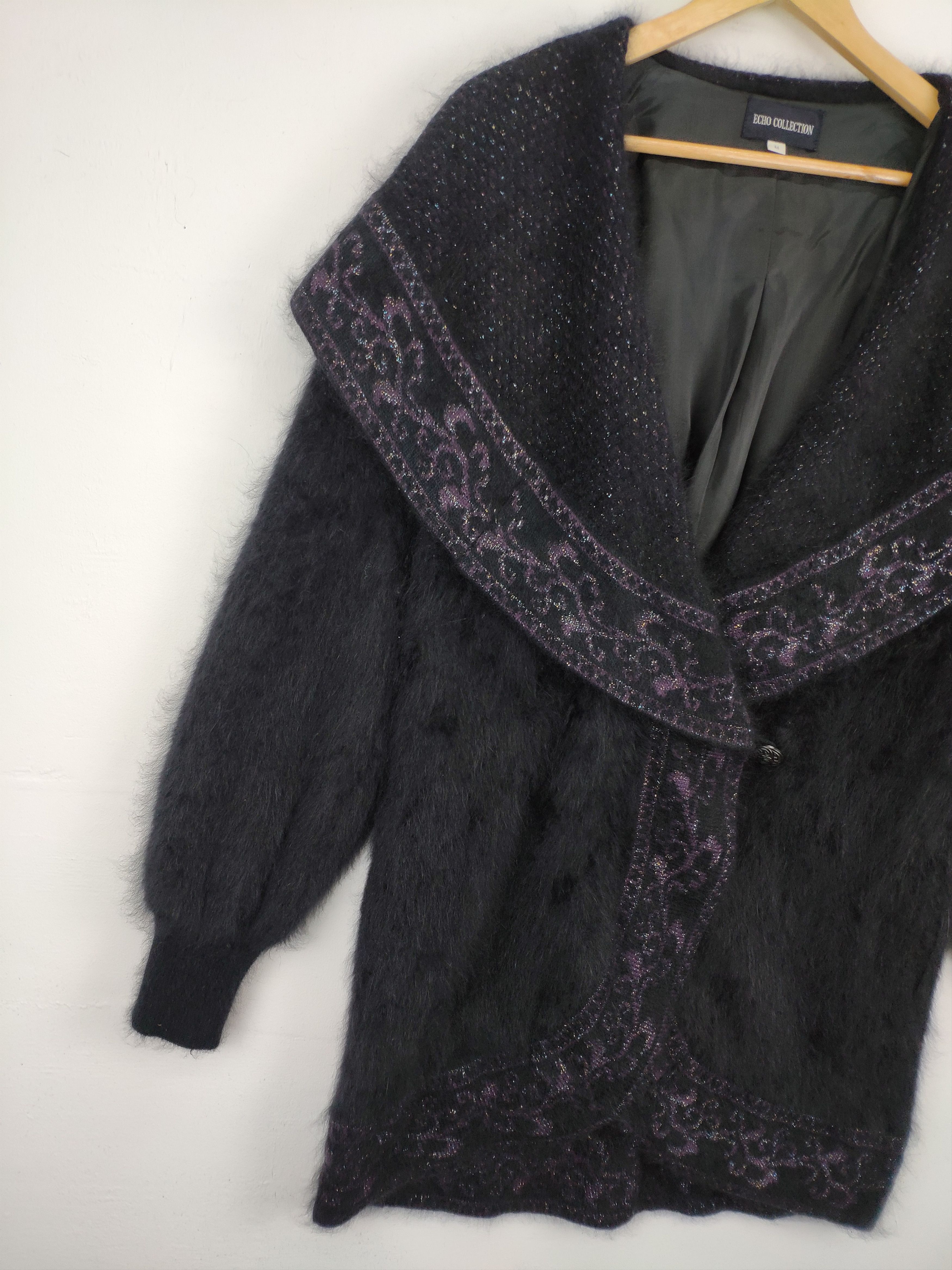 Japanese Brand Vintage Wool Mohair Shag Shaggy Cardigan Shawls Collar Size M / US 6-8 / IT 42-44 - 6 Thumbnail